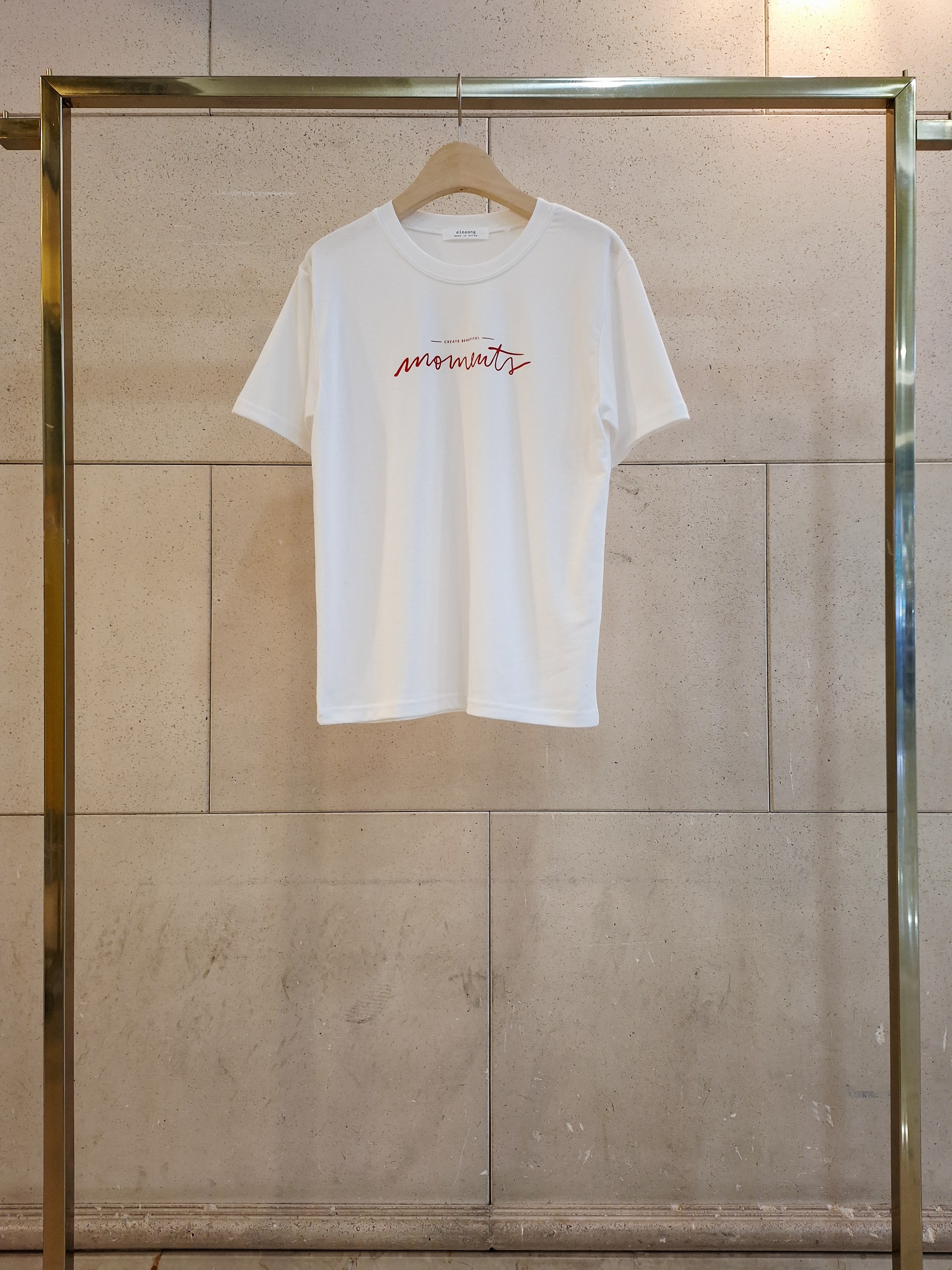 ラウンドネックシンプルベーシック半袖ロゴプリントTシャツ | 詳細画像9