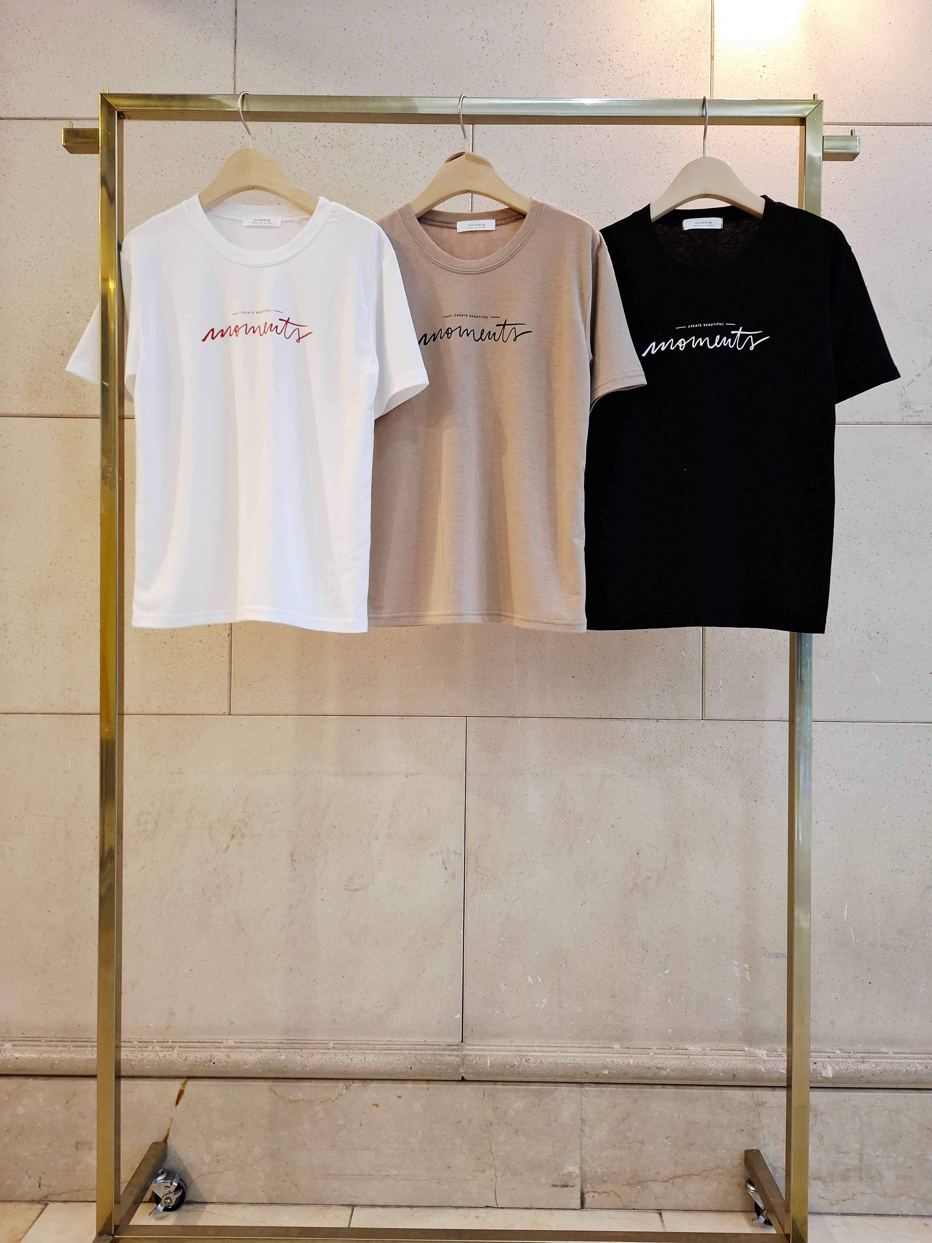 ラウンドネックシンプルベーシック半袖ロゴプリントTシャツ | 詳細画像10