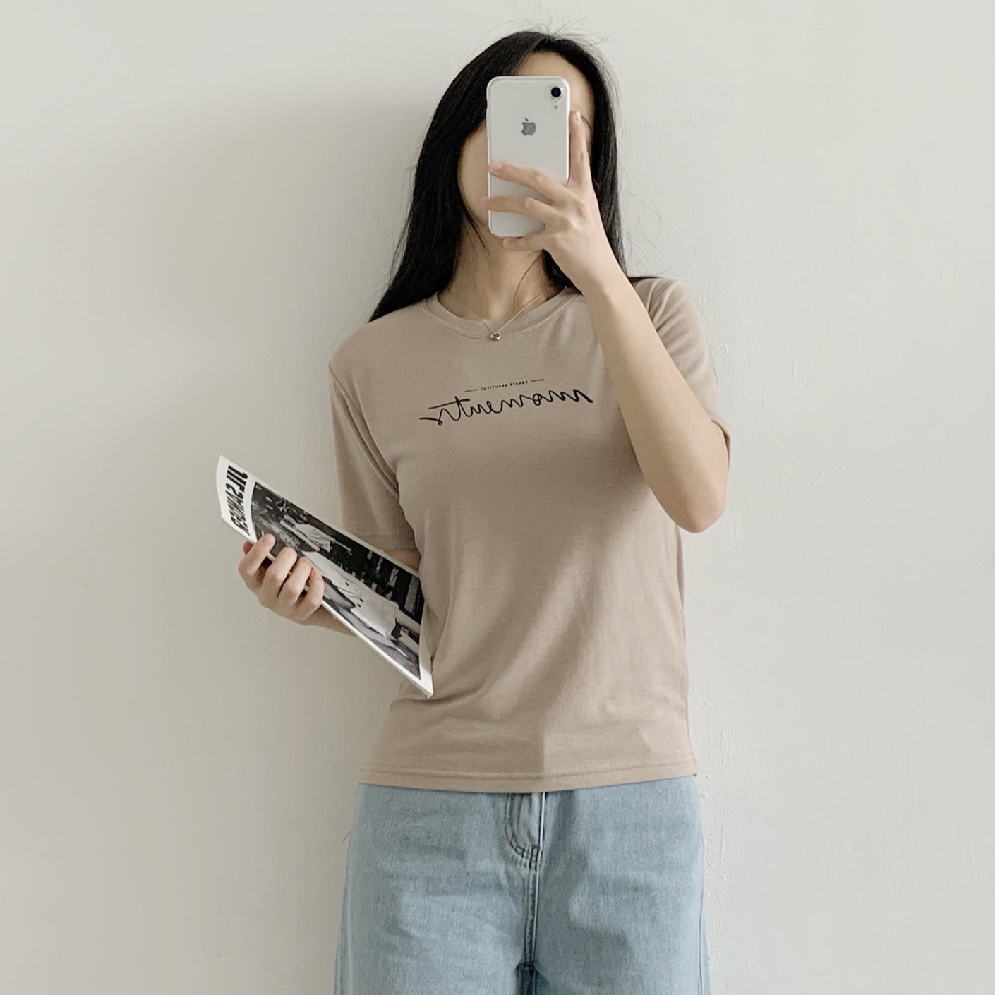 ラウンドネックシンプルベーシック半袖ロゴプリントTシャツ | 詳細画像11