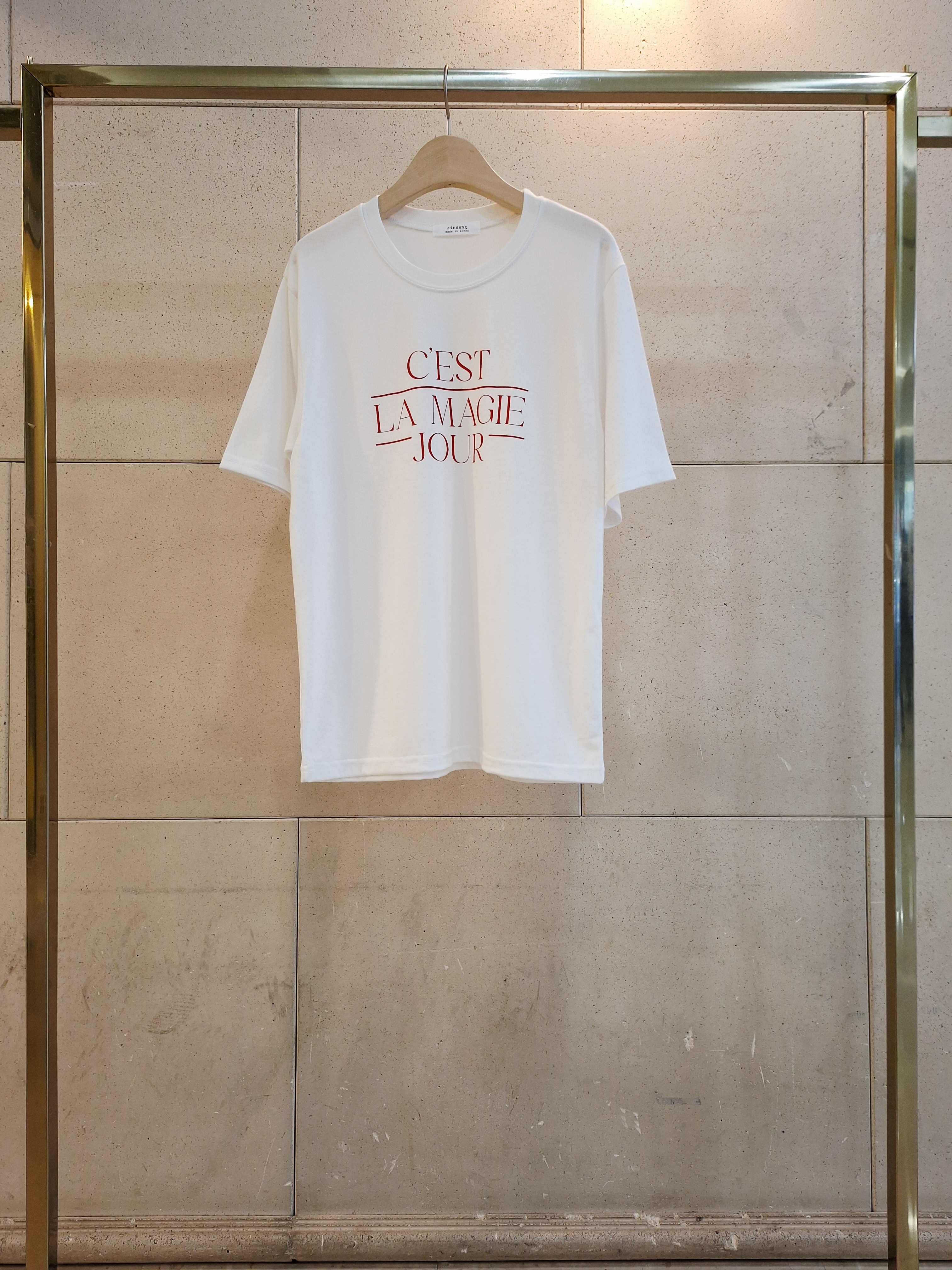 ラウンドネックシンプルベーシック5分丈ロゴプリントTシャツ | 詳細画像9