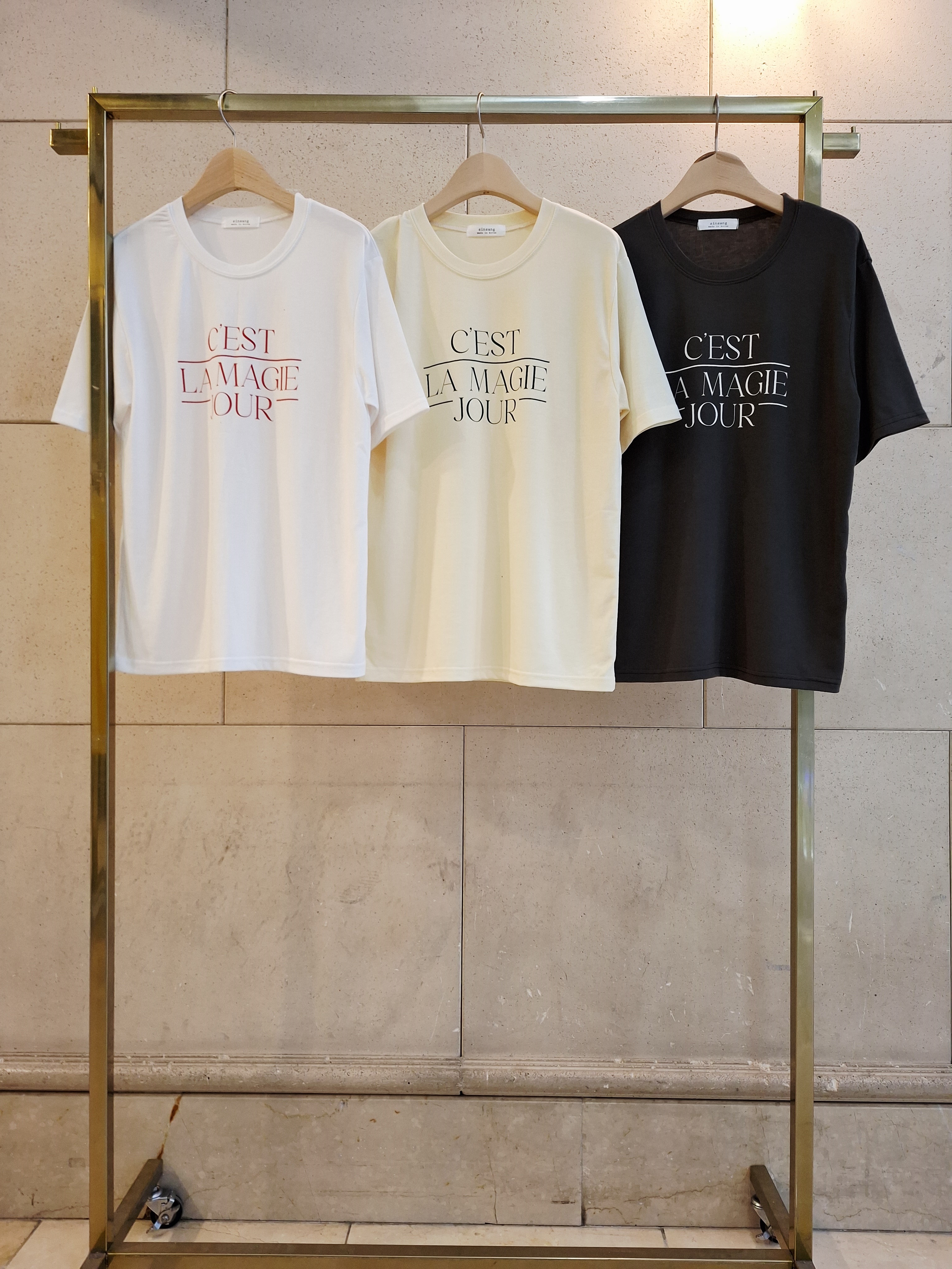 ラウンドネックシンプルベーシック5分丈ロゴプリントTシャツ | 詳細画像11