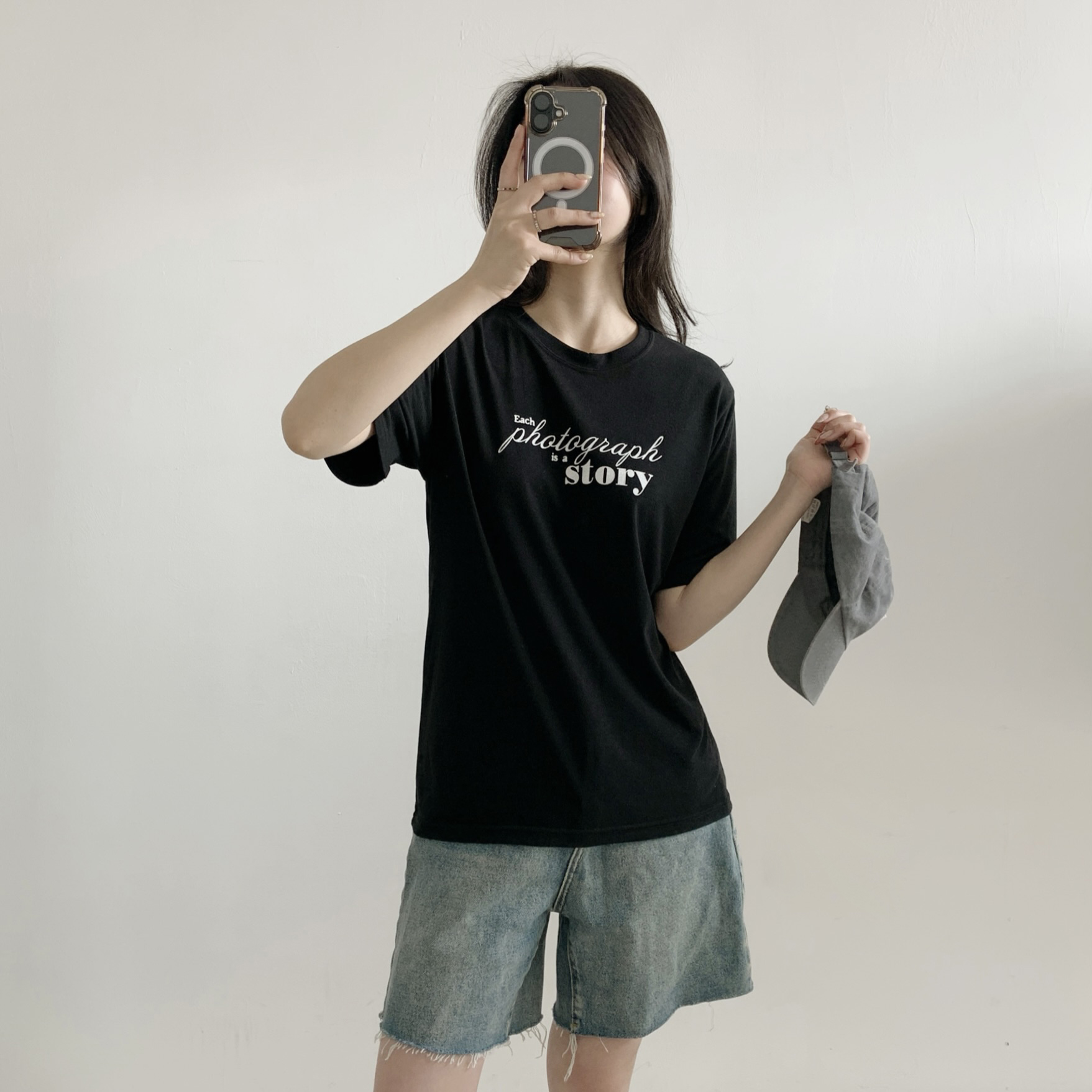 ラウンドネックシンプルベーシックロゴプリントTシャツ | 詳細画像2