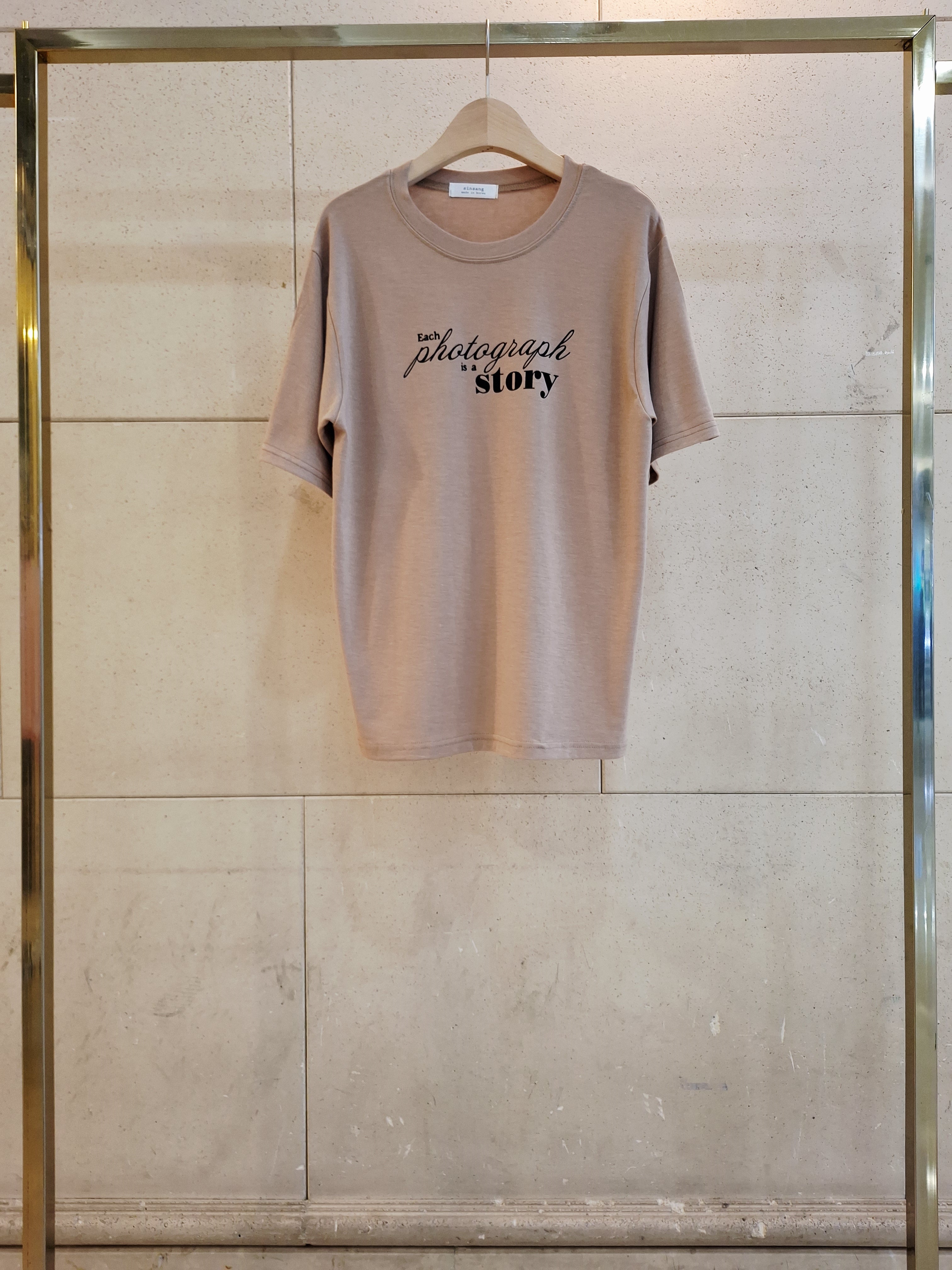 ラウンドネックシンプルベーシックロゴプリントTシャツ | 詳細画像9