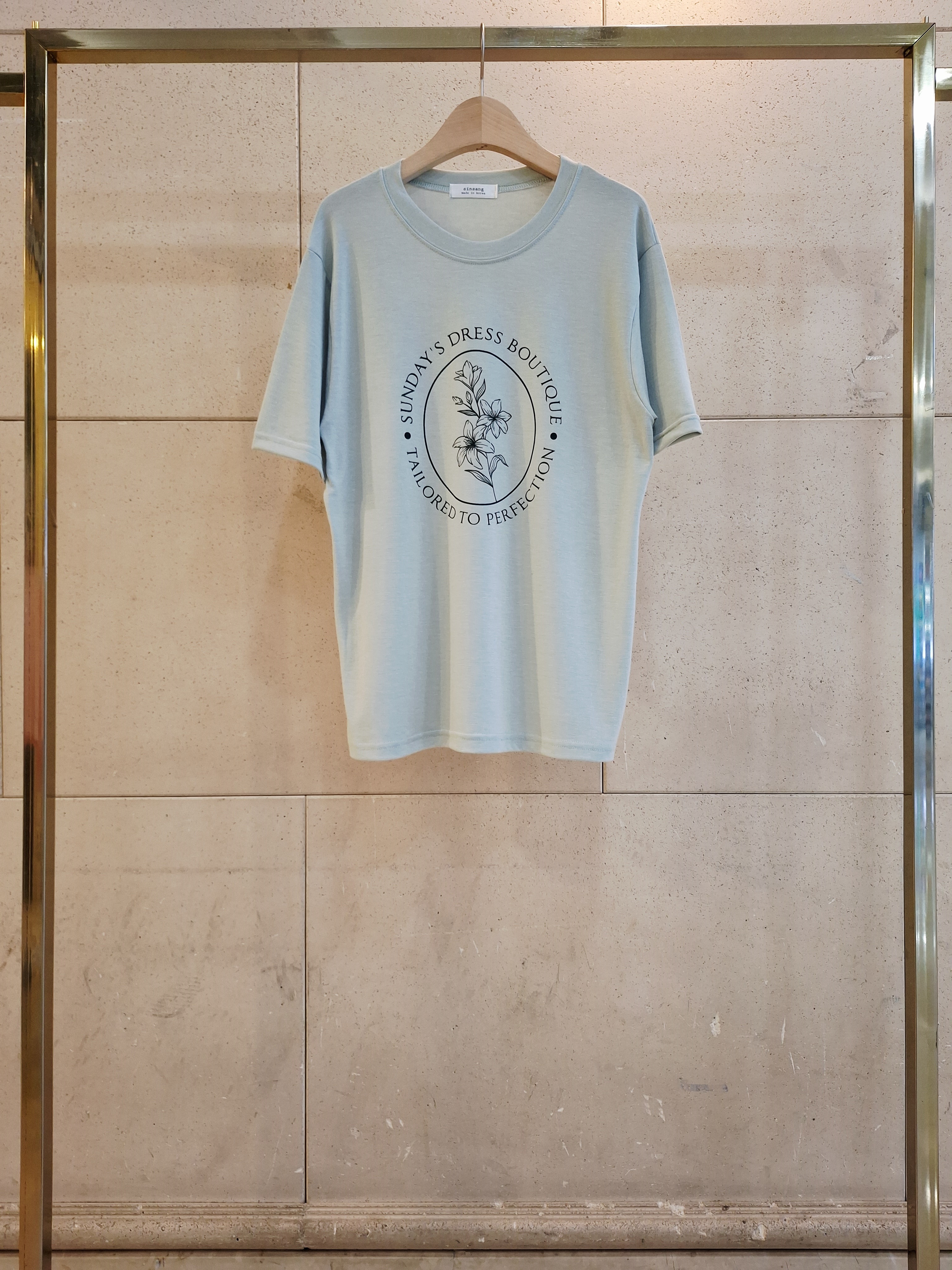 ラウンドネックシンプルベーシック5分丈ロゴプリントTシャツ | 詳細画像9