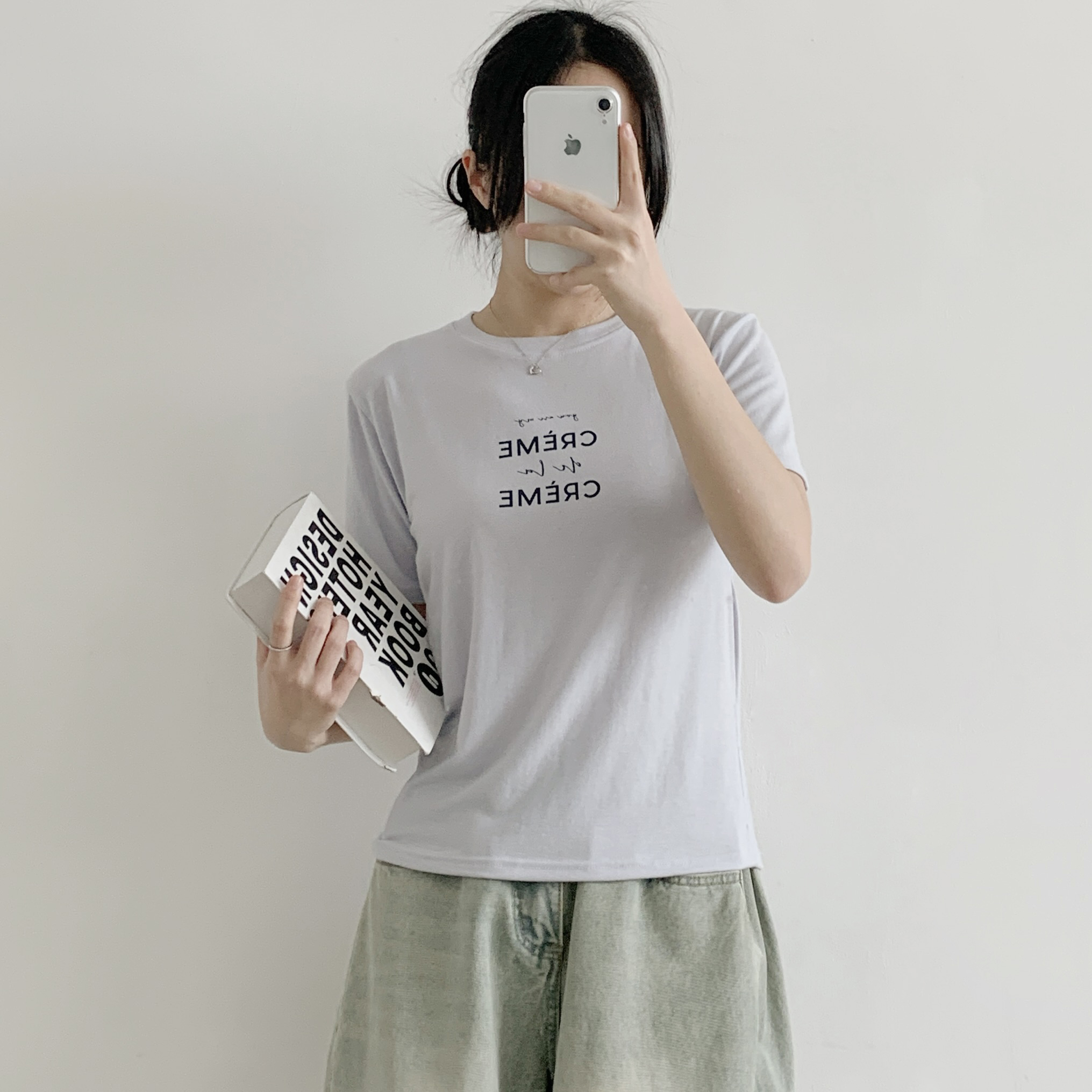 ラウンドネックシンプルベーシックロゴプリントTシャツ | 詳細画像2