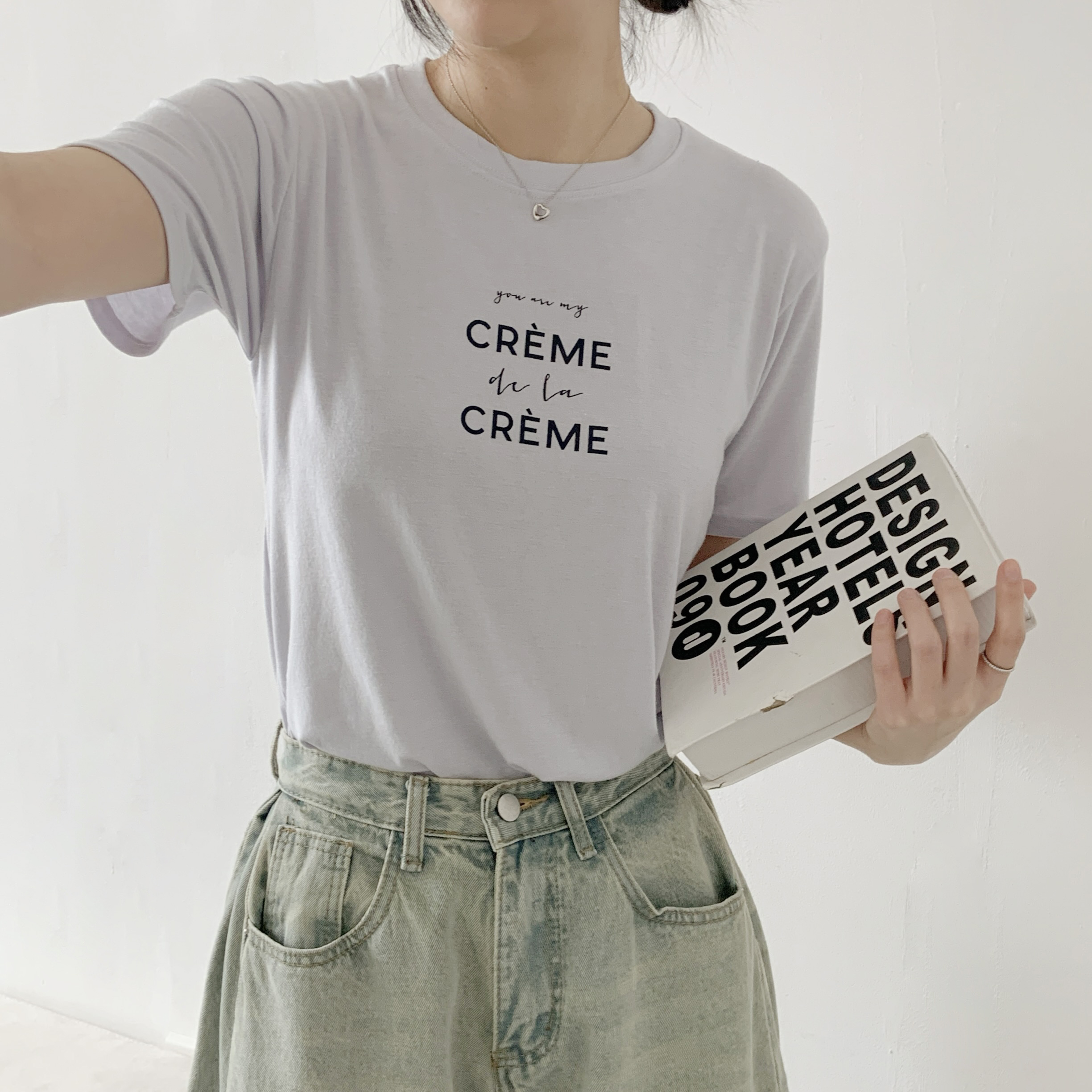 ラウンドネックシンプルベーシックロゴプリントTシャツ | 詳細画像3