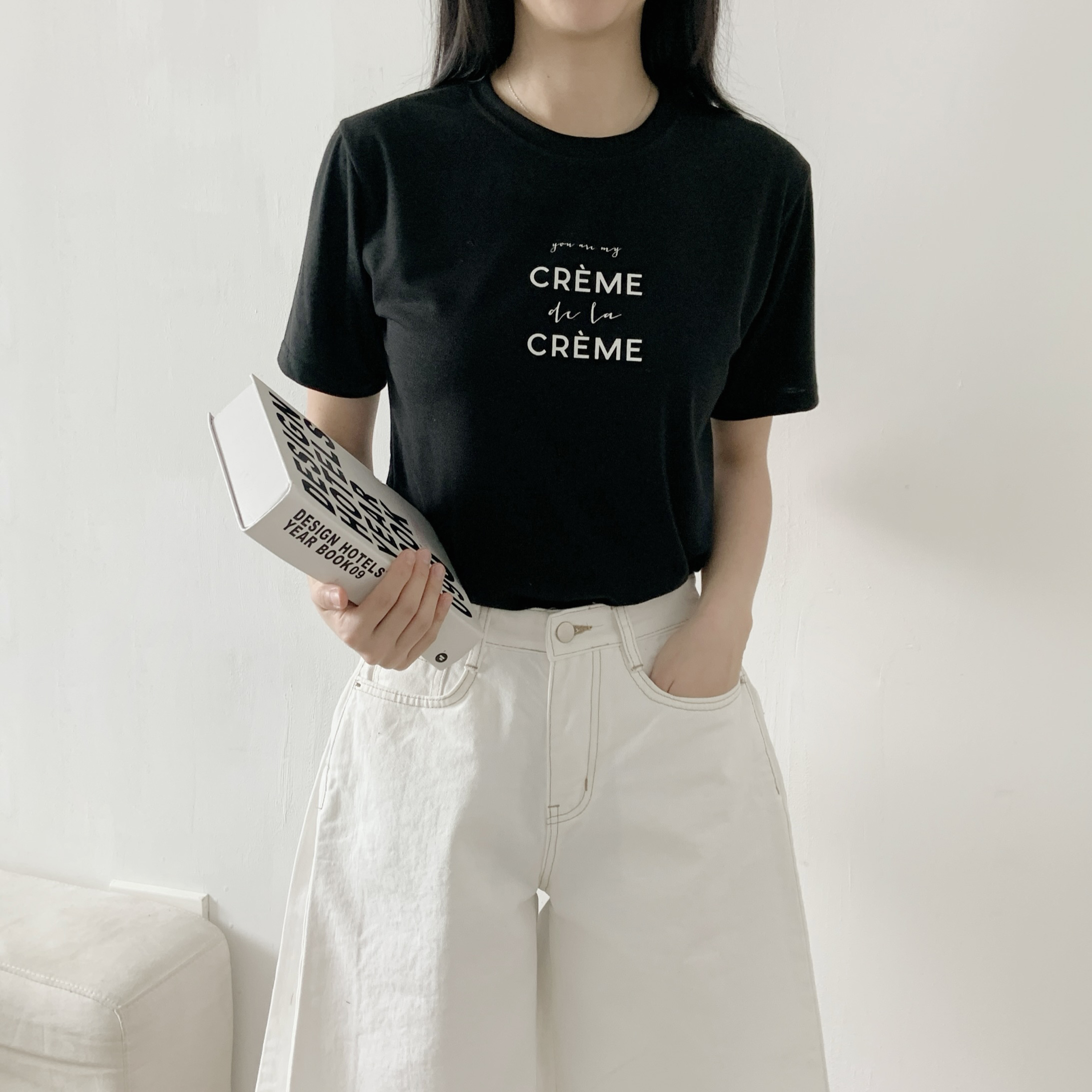ラウンドネックシンプルベーシックロゴプリントTシャツ | 詳細画像7
