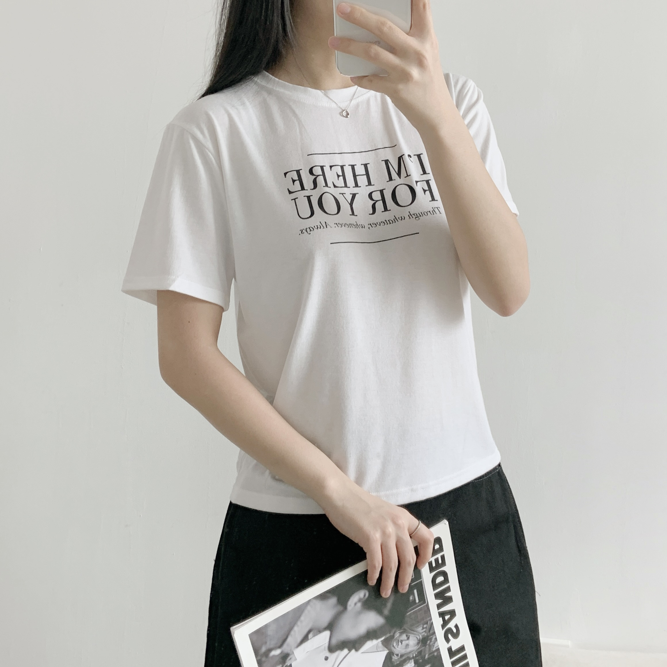 ラウンドネックベーシック半袖レタリングTシャツ | 詳細画像2