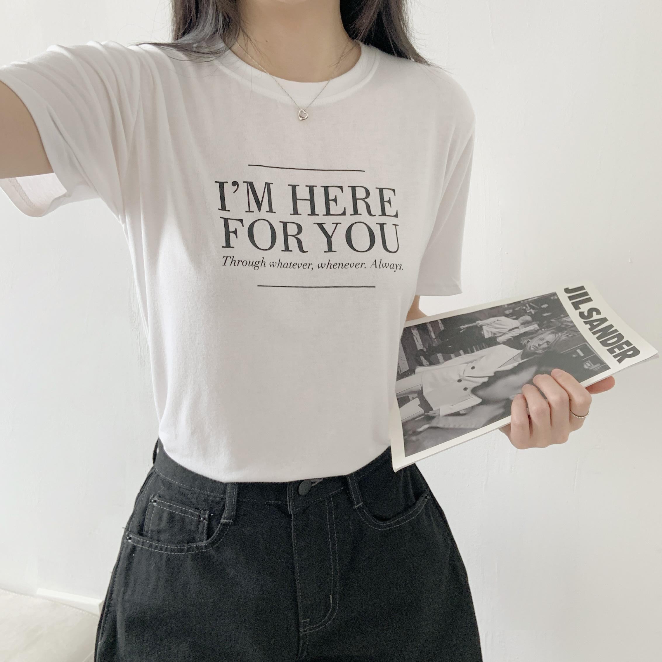 ラウンドネックベーシック半袖レタリングTシャツ | 詳細画像3
