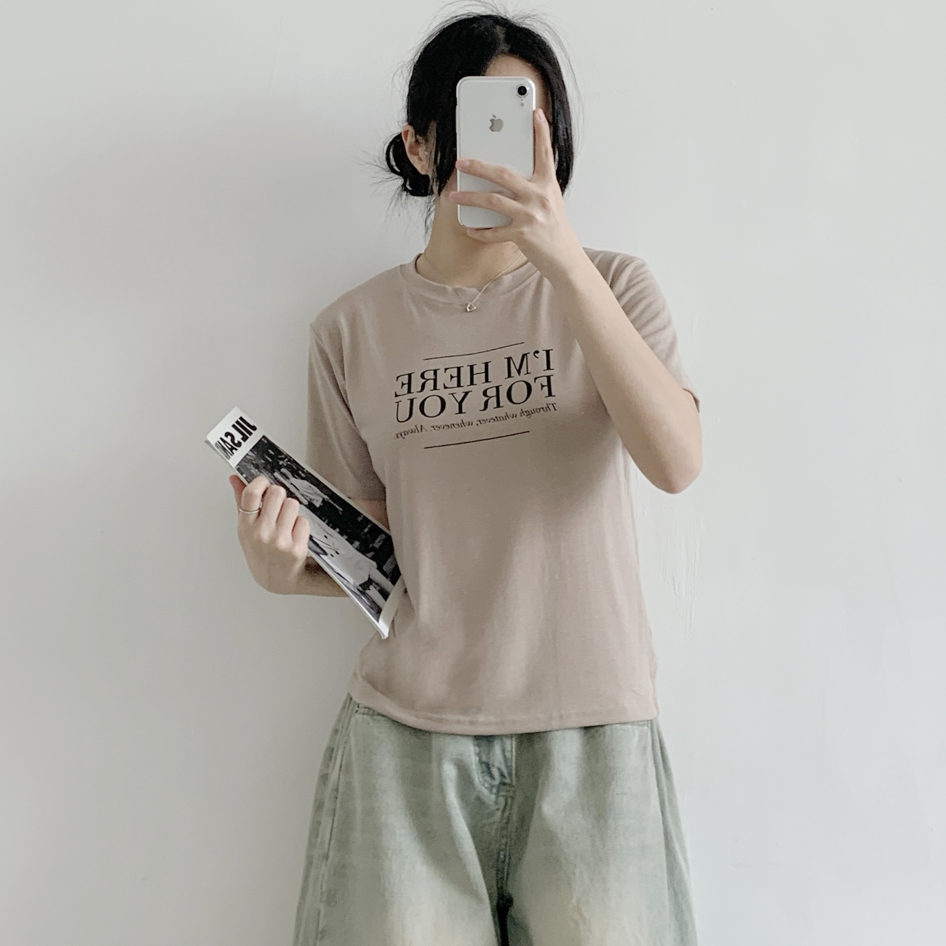 ラウンドネックベーシック半袖レタリングTシャツ | 詳細画像7