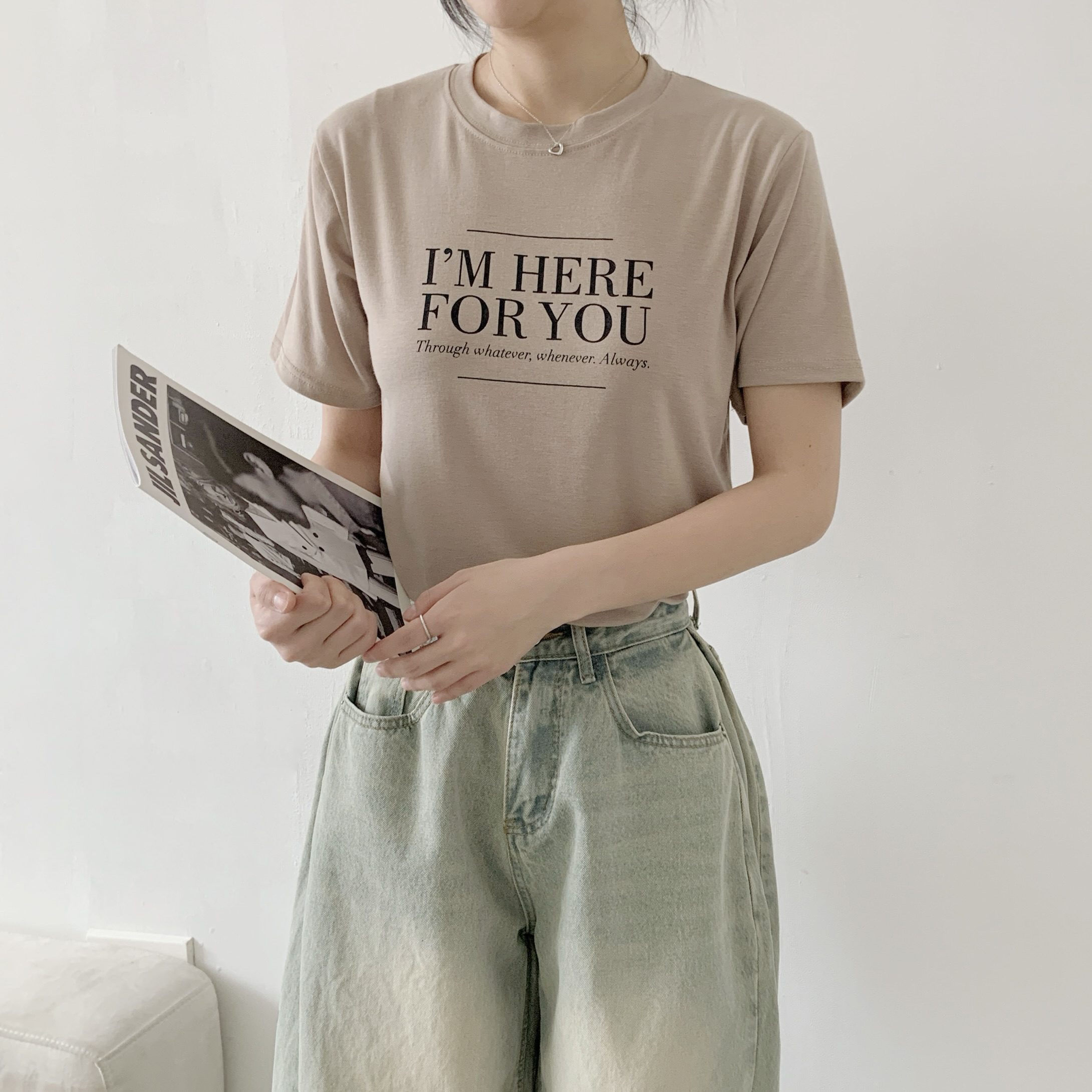 ラウンドネックベーシック半袖レタリングTシャツ | 詳細画像8