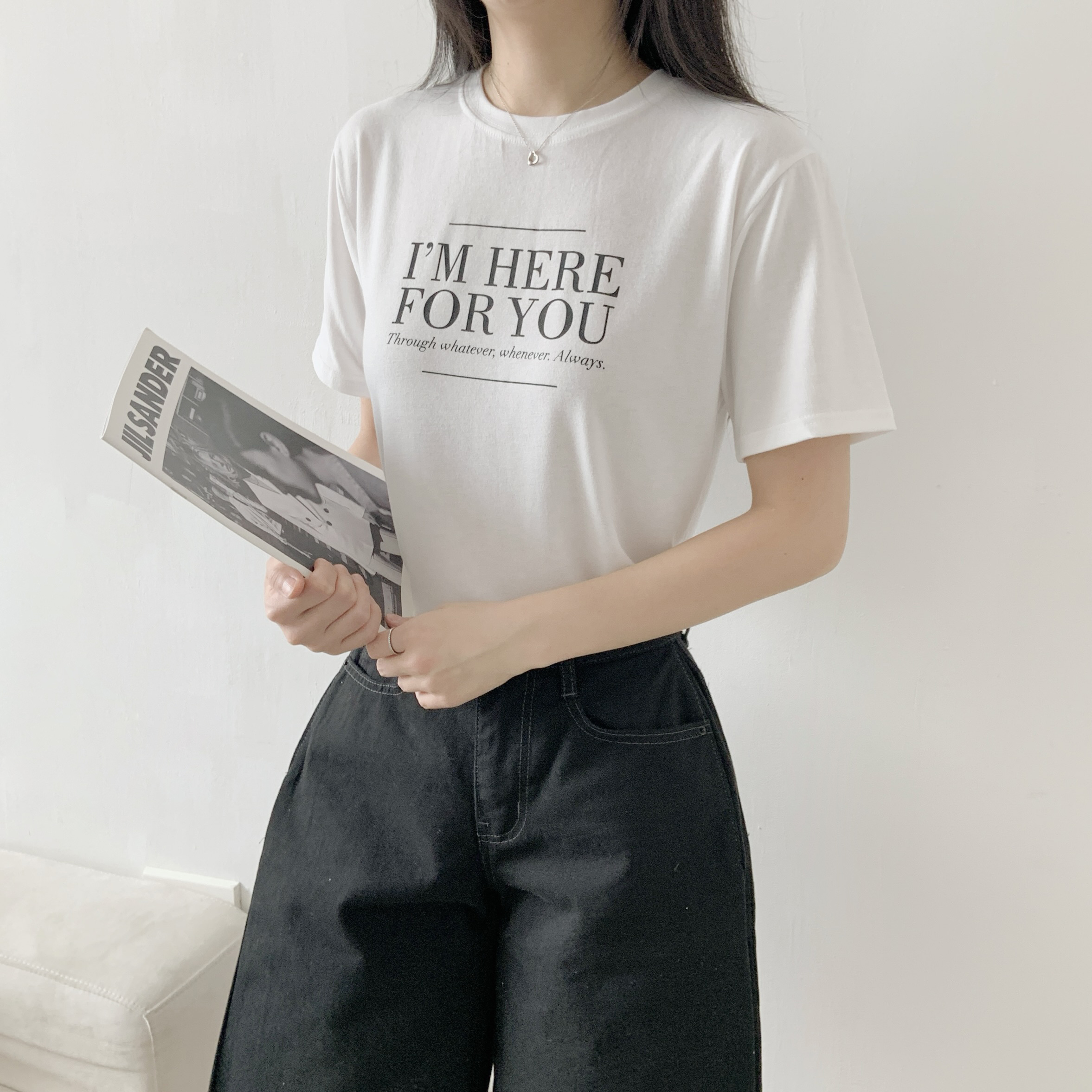 ラウンドネックベーシック半袖レタリングTシャツ | 詳細画像4
