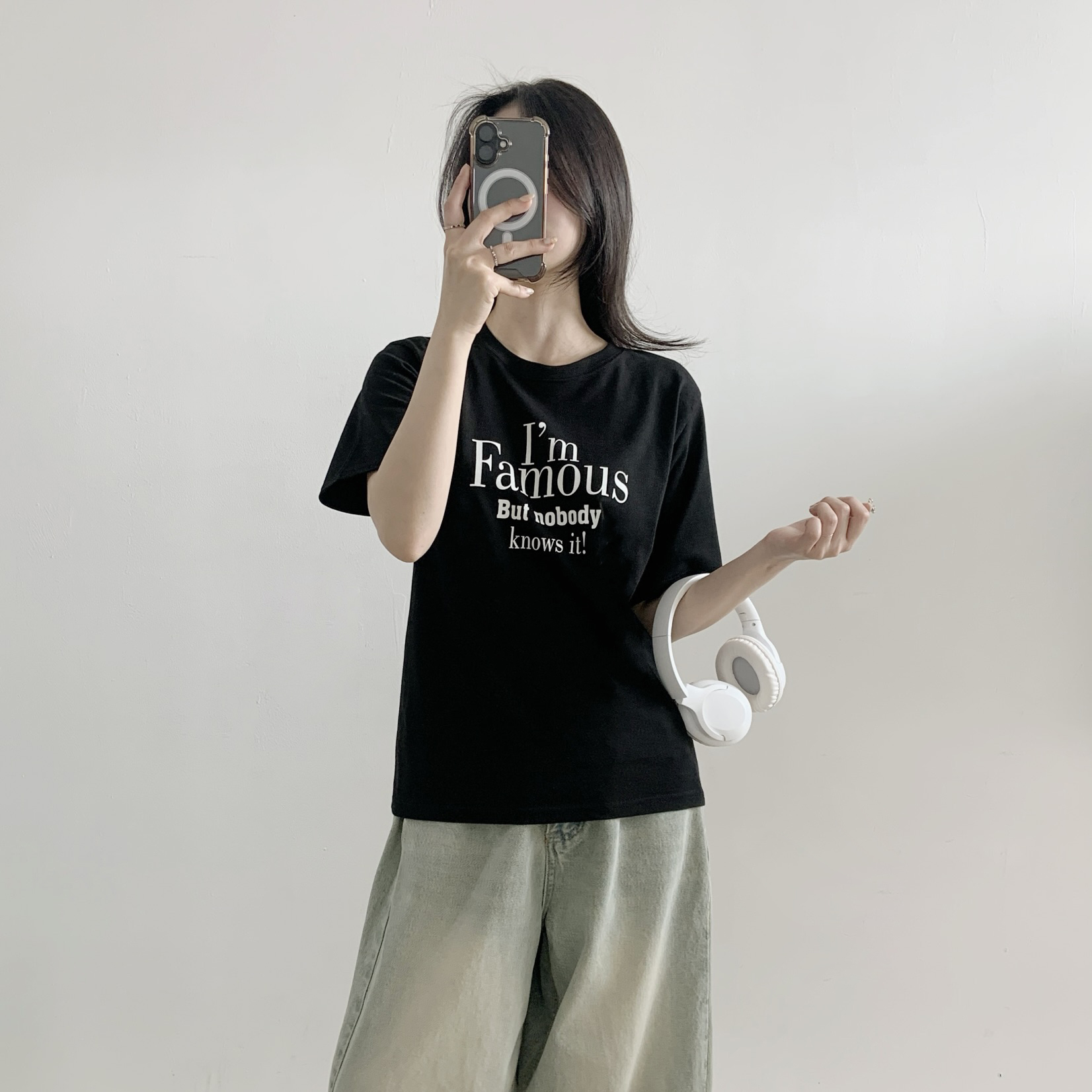 コットンラウンドネックオーバーサイズ半袖レタリングTシャツ | 詳細画像2