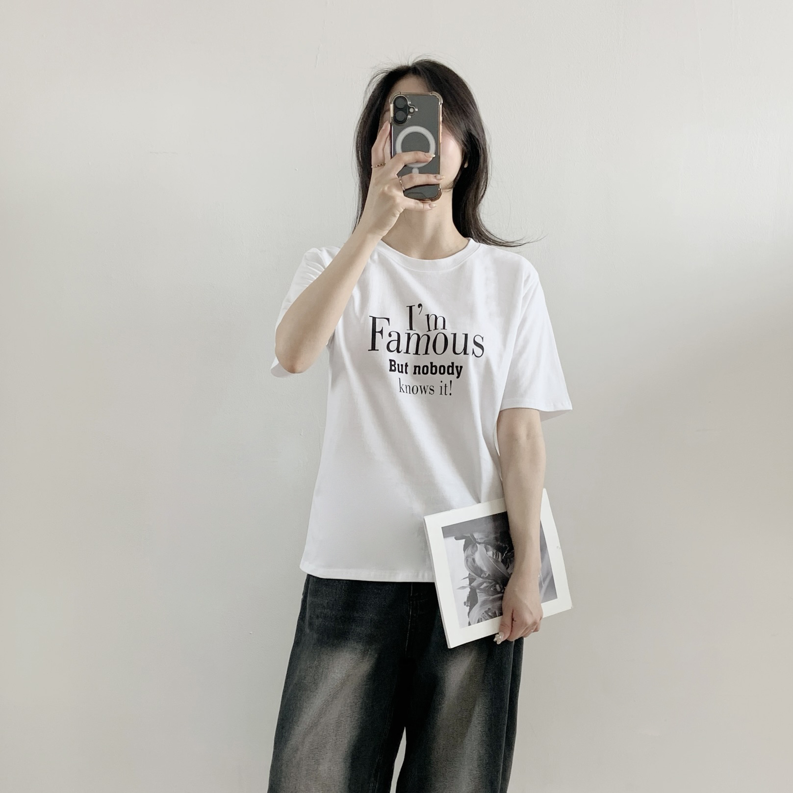 コットンラウンドネックオーバーサイズ半袖レタリングTシャツ | 詳細画像7