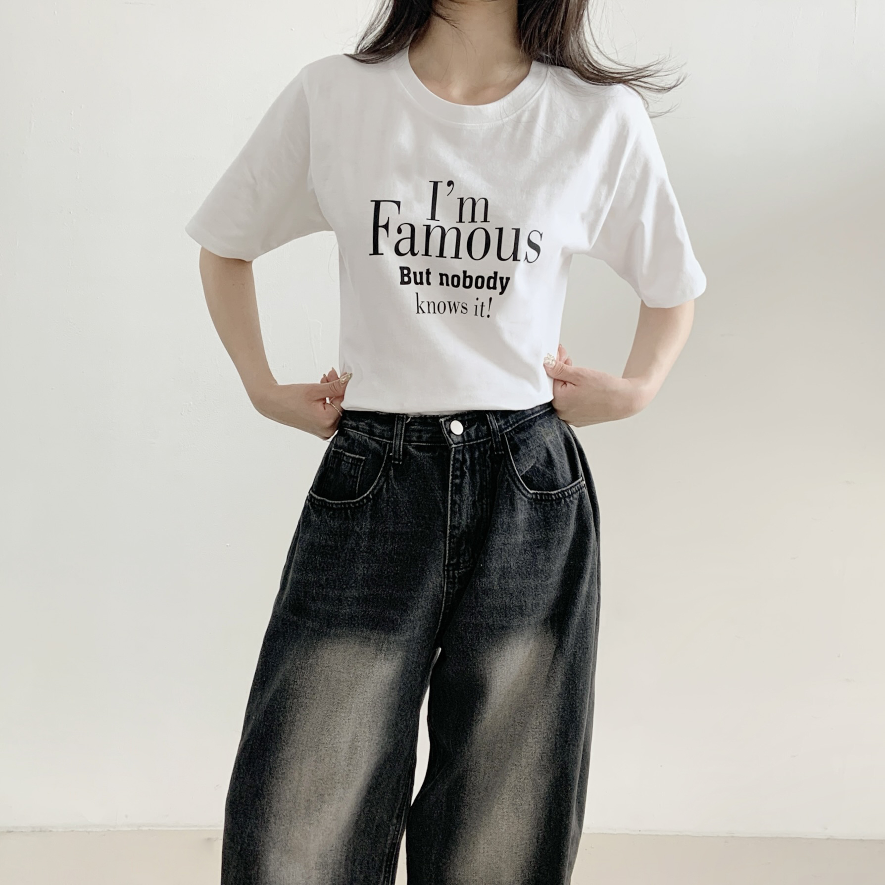 コットンラウンドネックオーバーサイズ半袖レタリングTシャツ | 詳細画像8