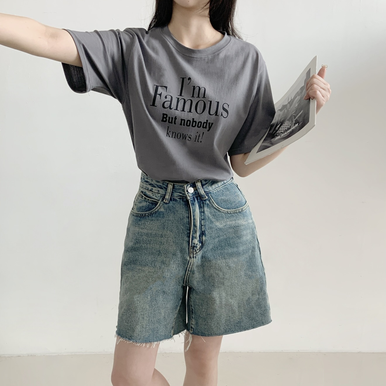 コットンラウンドネックオーバーサイズ半袖レタリングTシャツ | 詳細画像4