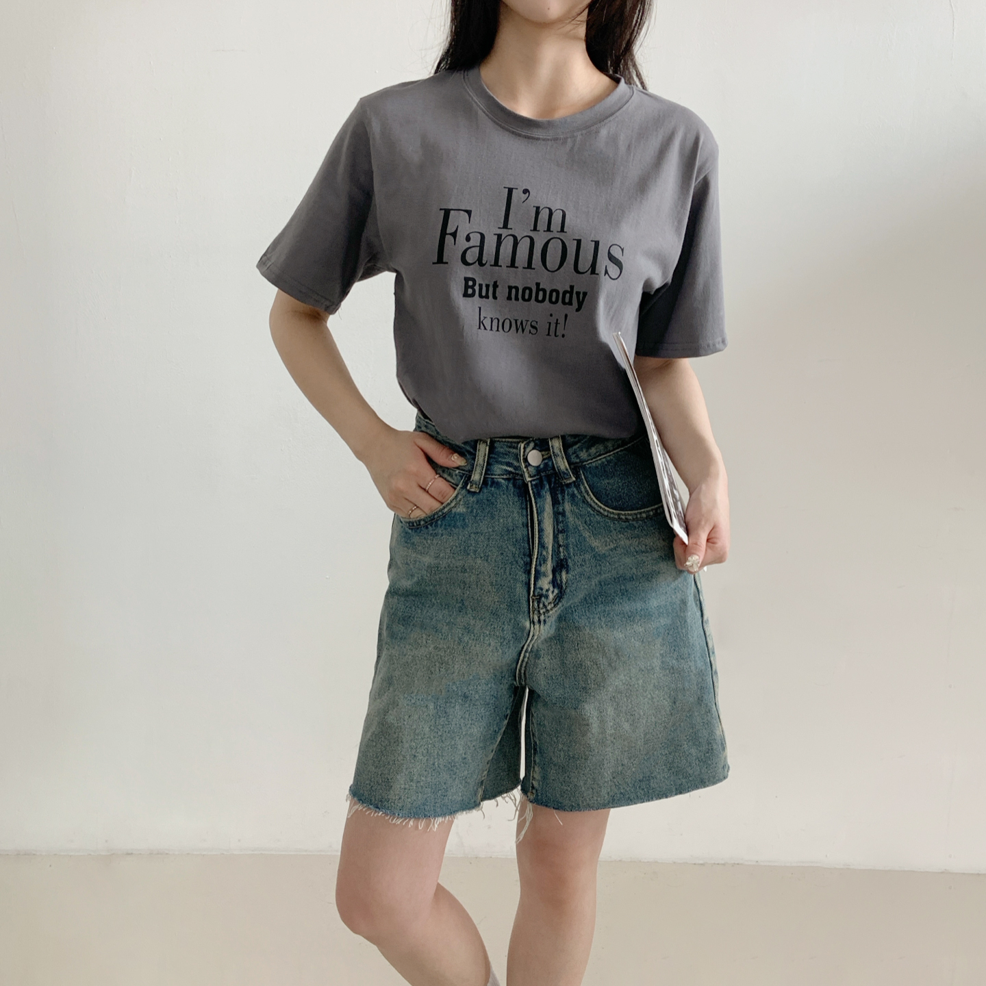 コットンラウンドネックオーバーサイズ半袖レタリングTシャツ | 詳細画像6
