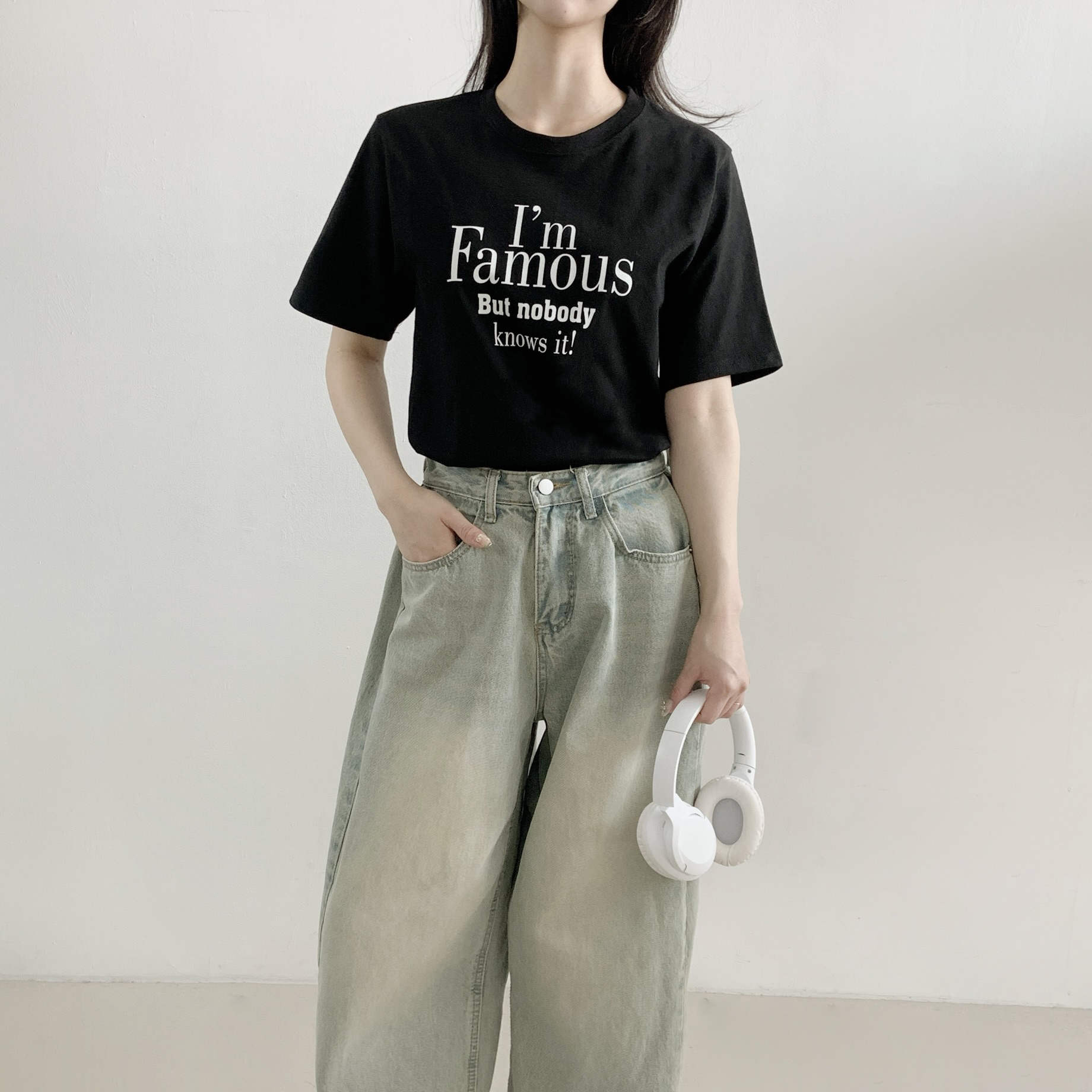 コットンラウンドネックオーバーサイズ半袖レタリングTシャツ | 詳細画像3