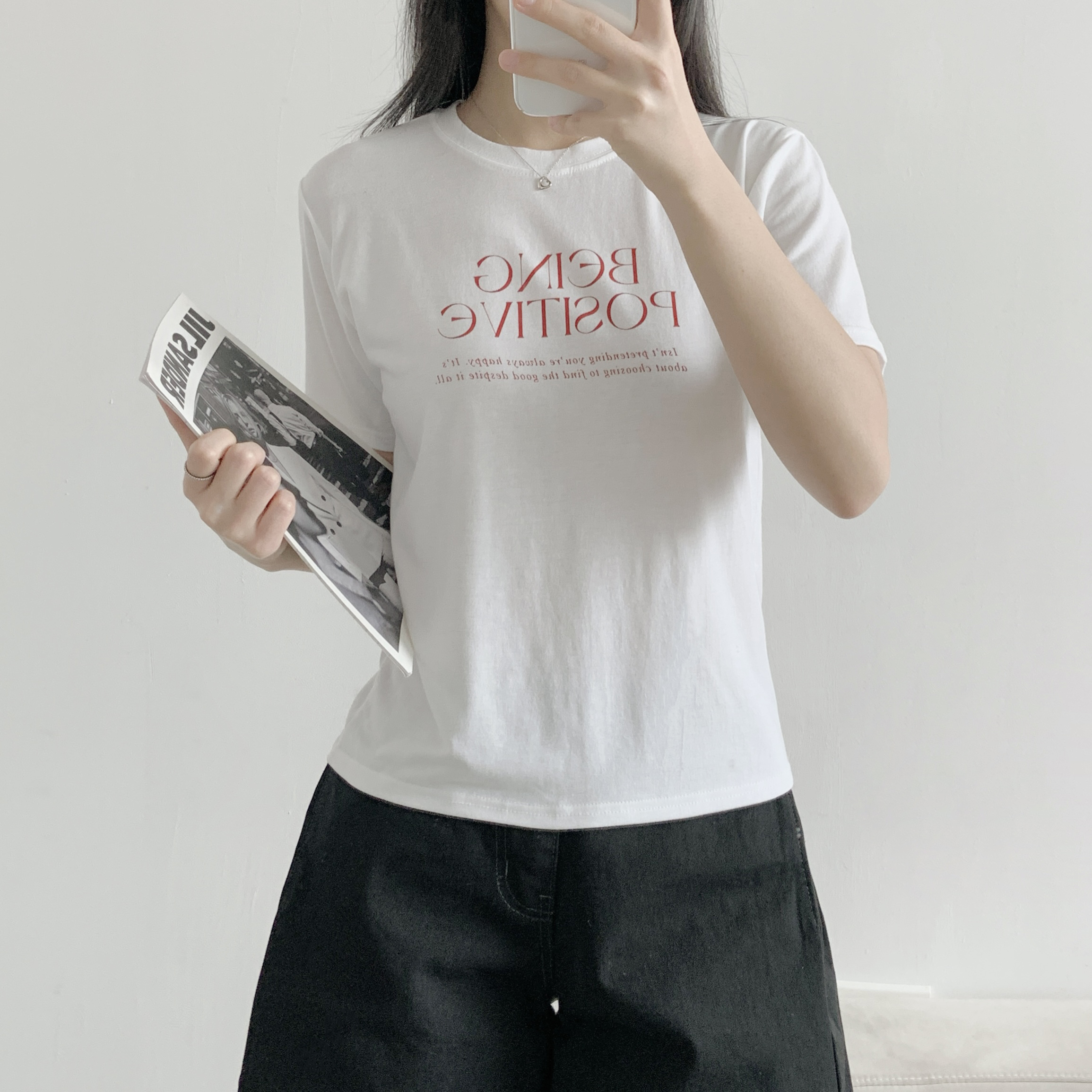 ラウンドネック半袖レタリングTシャツ | 詳細画像2