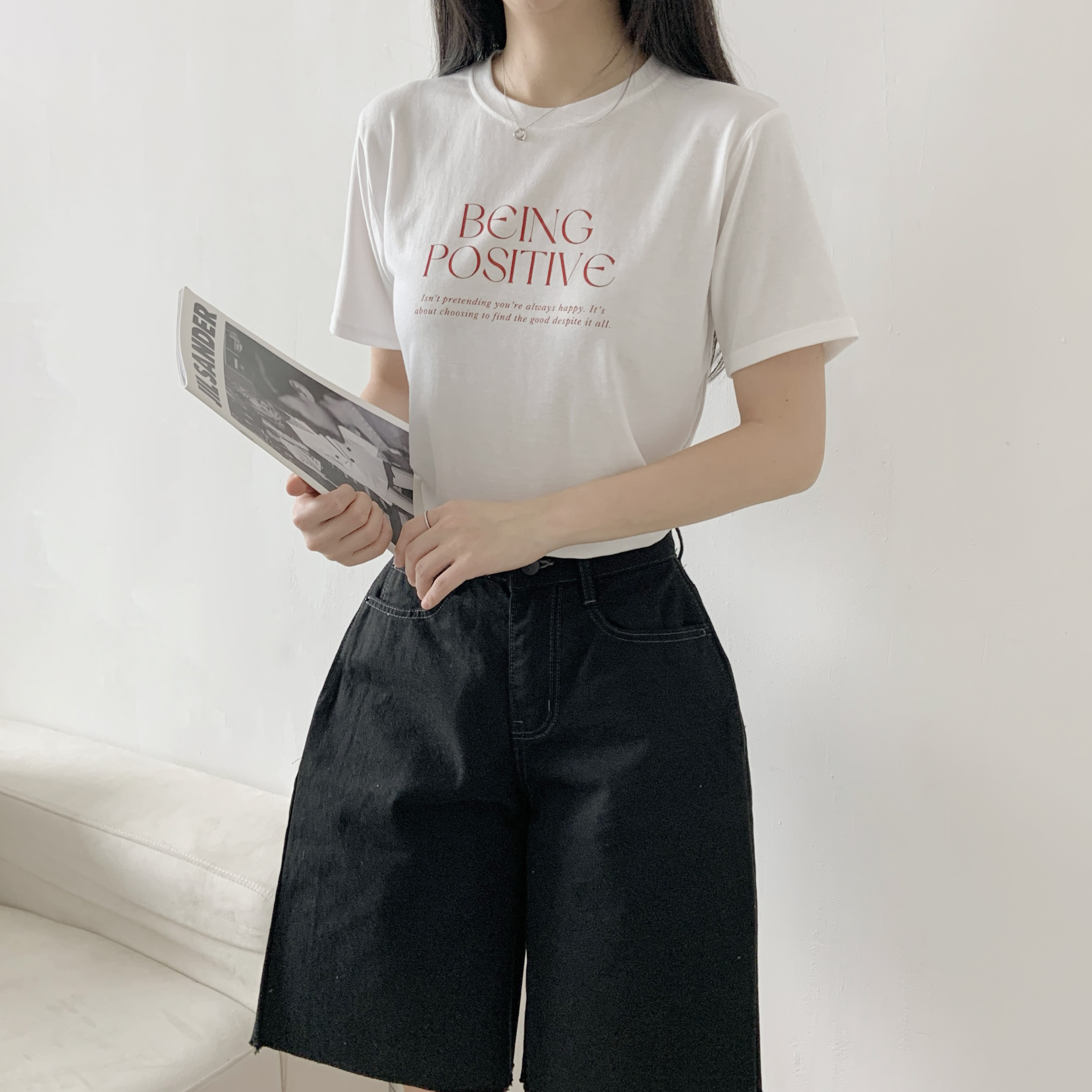 ラウンドネック半袖レタリングTシャツ | 詳細画像3