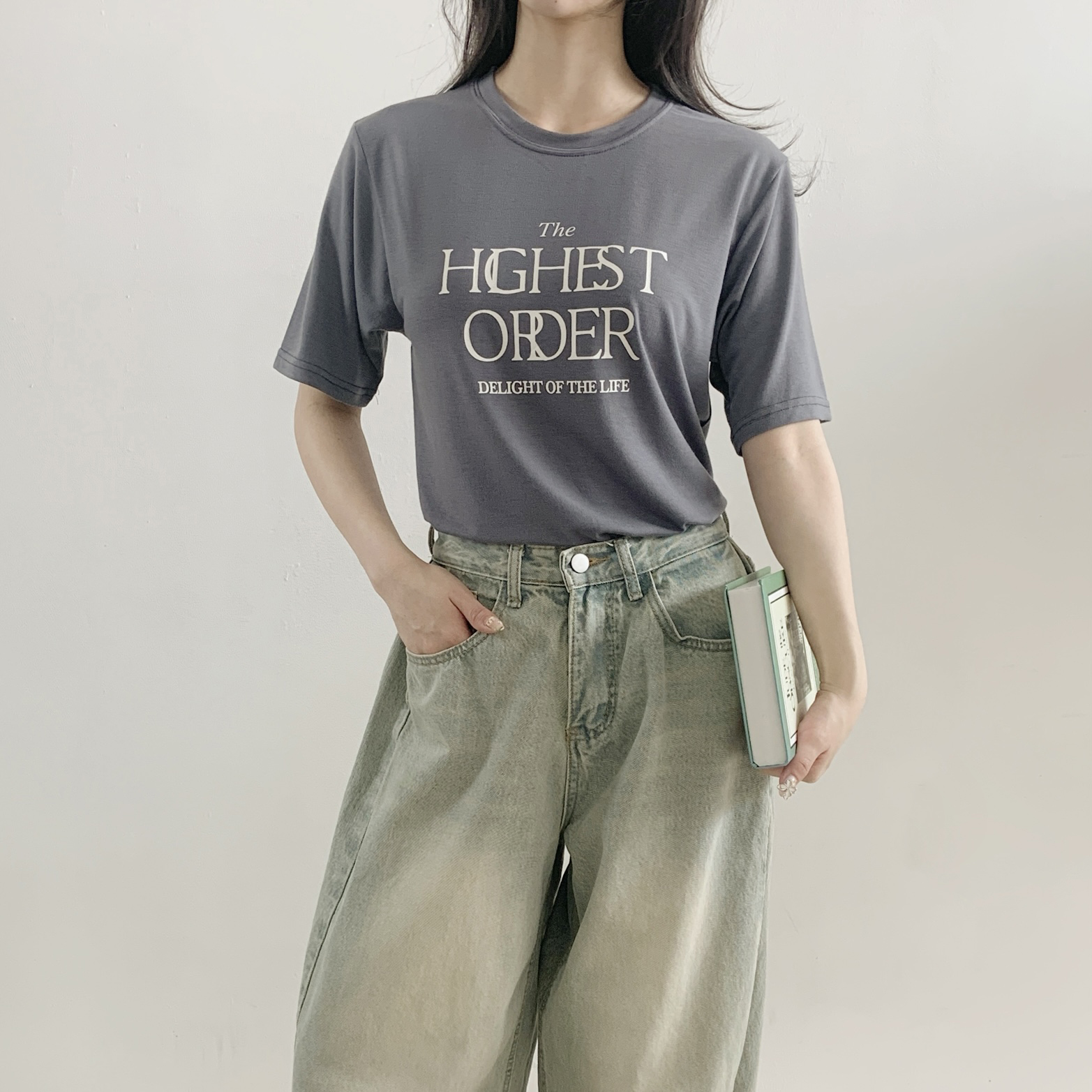 ラウンドネックルーズ半袖レタリングTシャツ | 詳細画像8