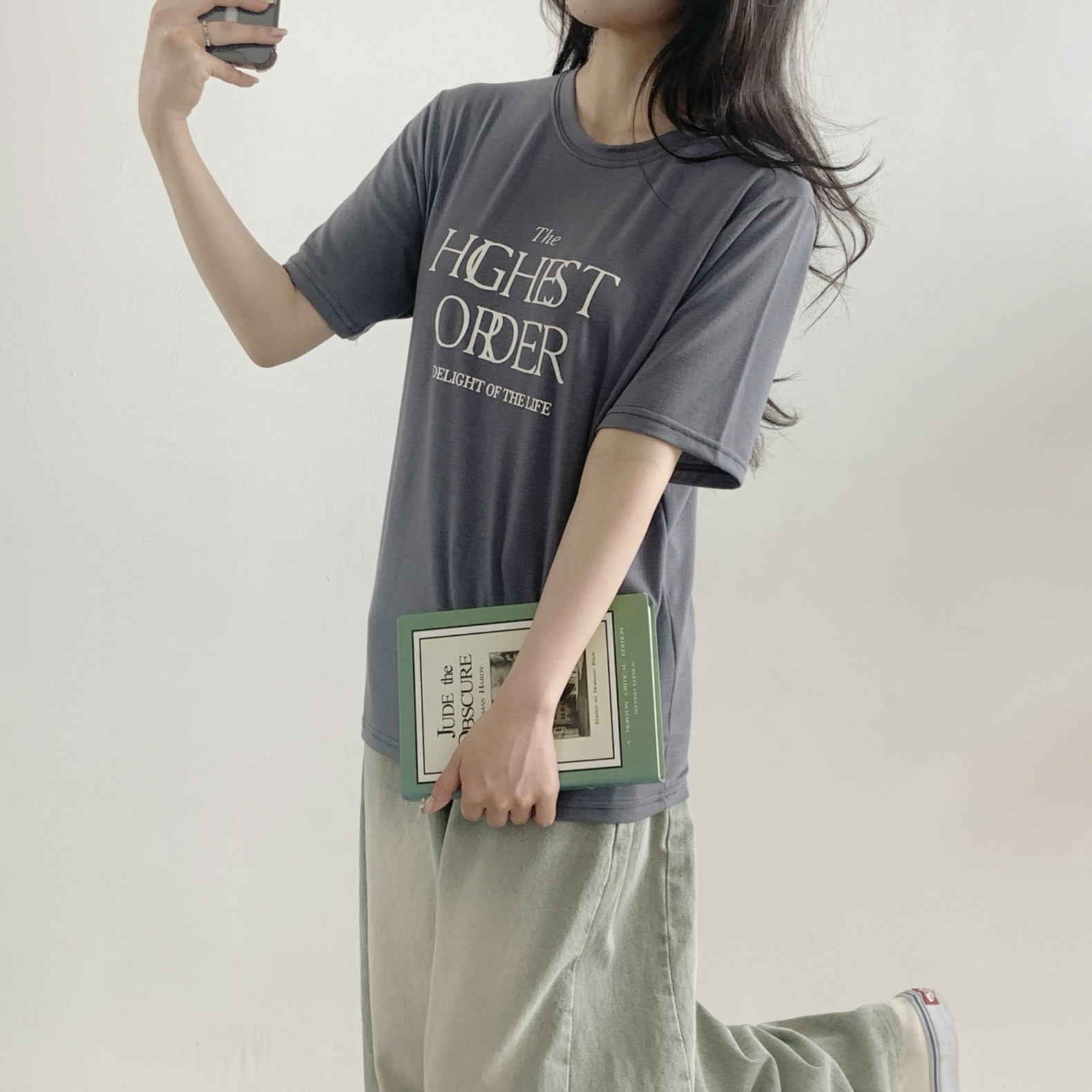 ラウンドネックルーズ半袖レタリングTシャツ | 詳細画像7