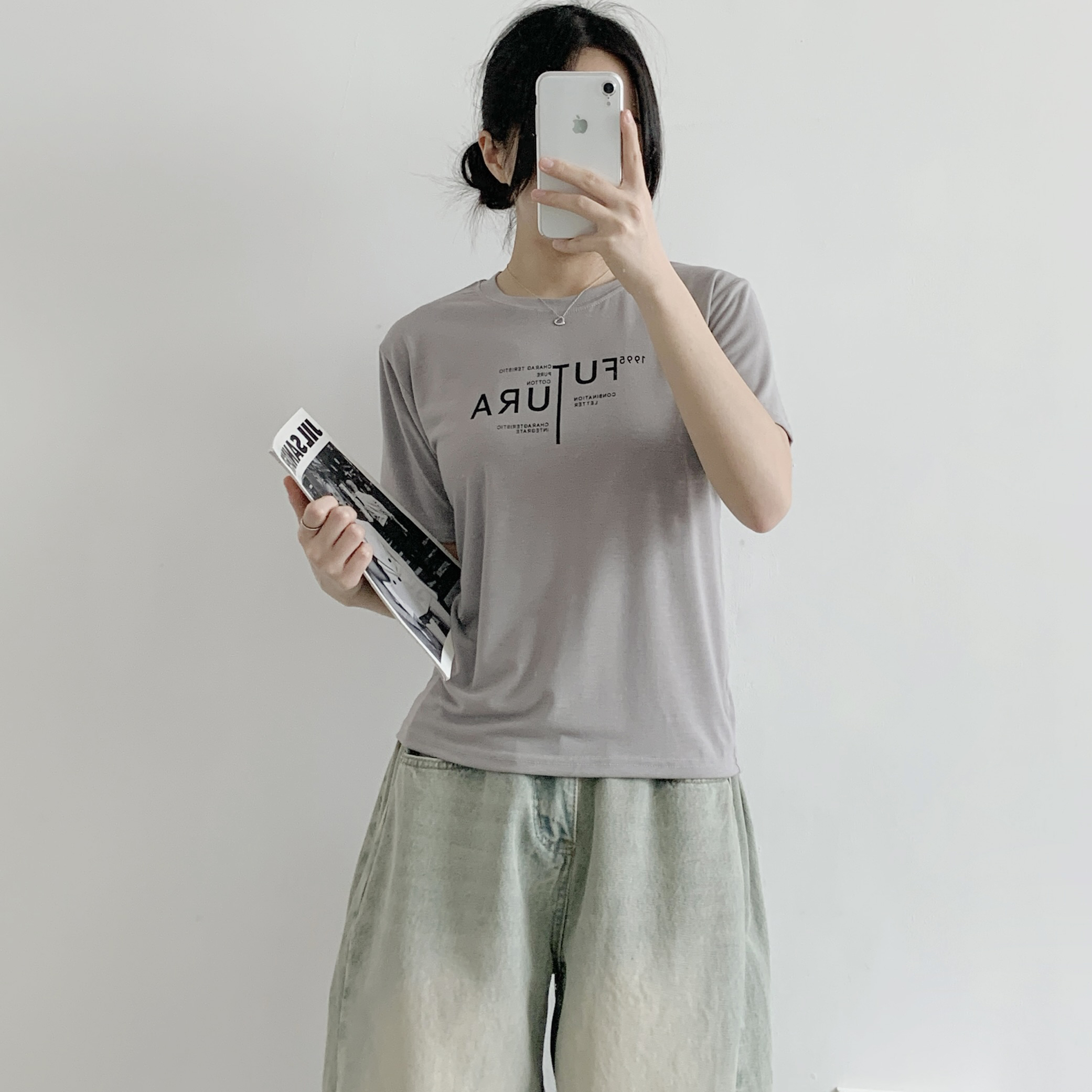 ラウンドネックルーズ半袖レタリングTシャツ | 詳細画像7
