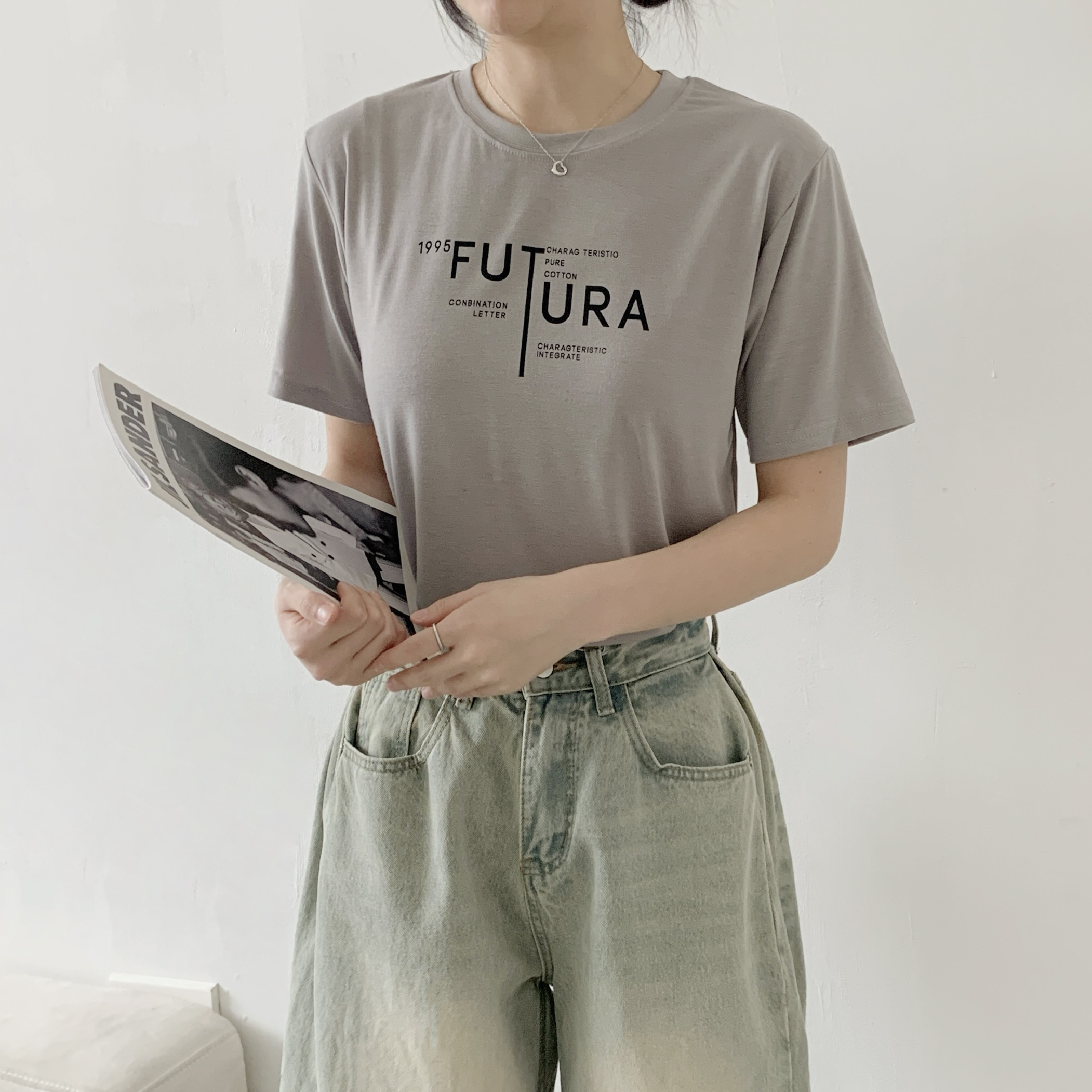 ラウンドネックルーズ半袖レタリングTシャツ | 詳細画像8