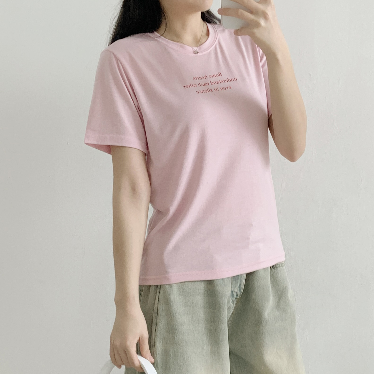 ラウンドネックベーシック半袖レタリングTシャツ | 詳細画像7