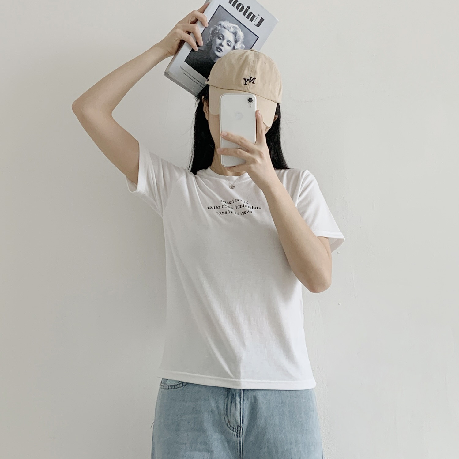 ラウンドネックベーシック半袖レタリングTシャツ | 詳細画像4
