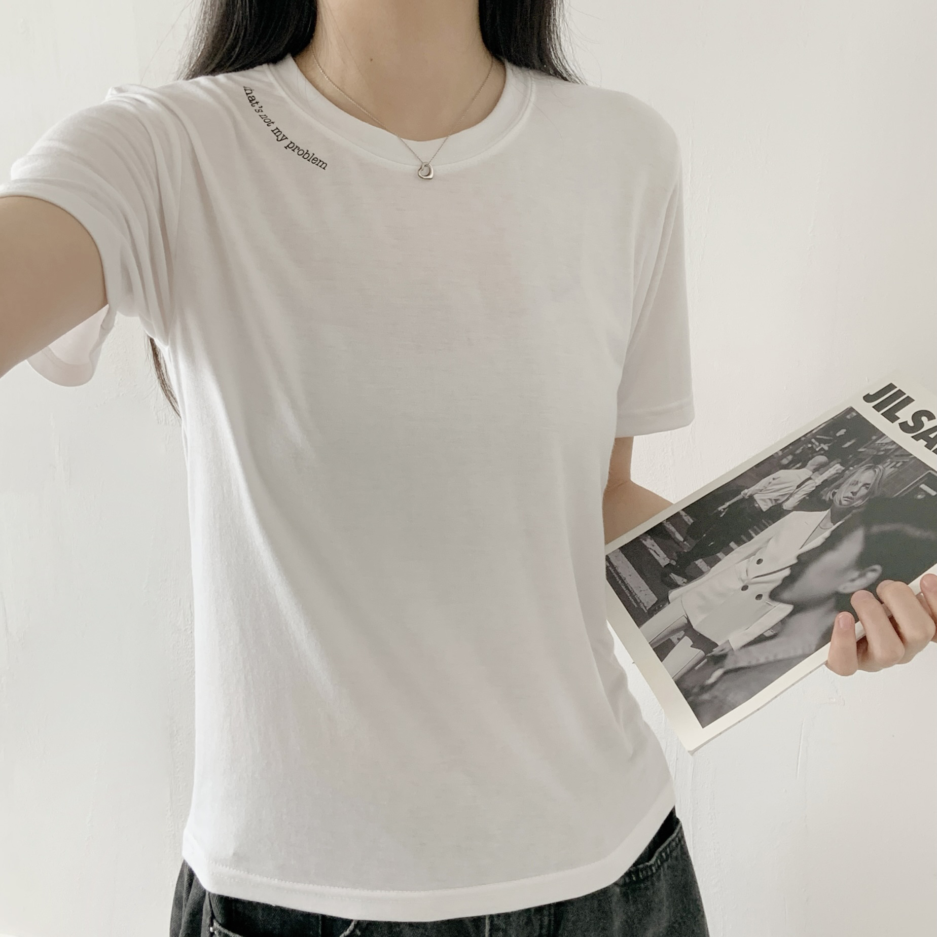 ラウンドネック半袖レタリングTシャツ | 詳細画像7