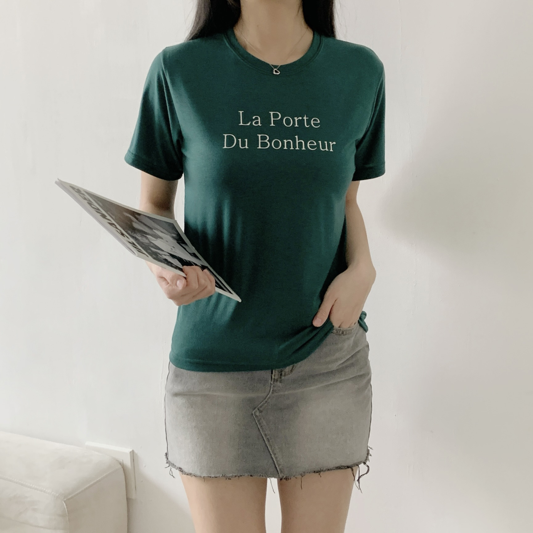 ラウンドネックベーシック半袖レタリングTシャツ | 詳細画像5