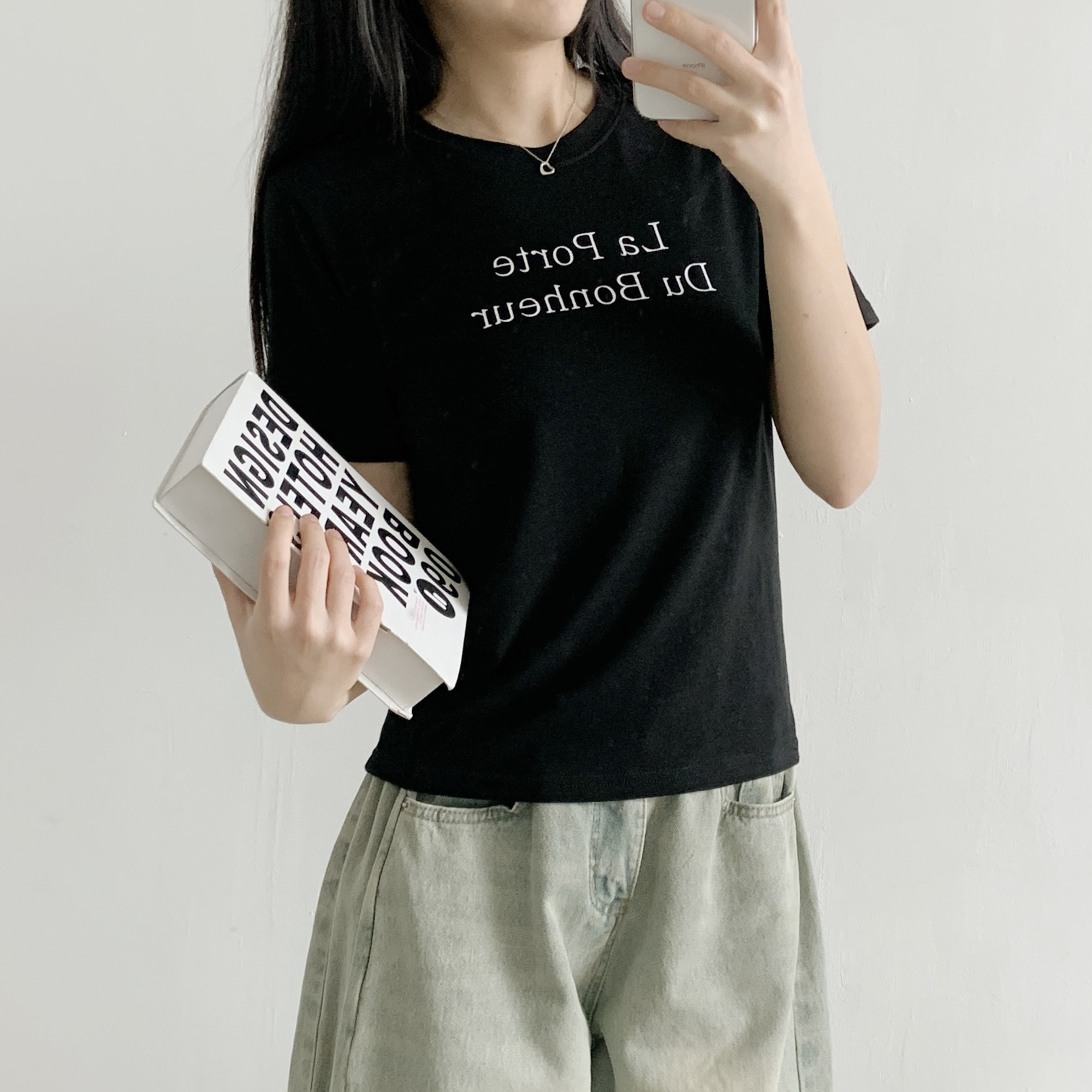ラウンドネックベーシック半袖レタリングTシャツ | 詳細画像7