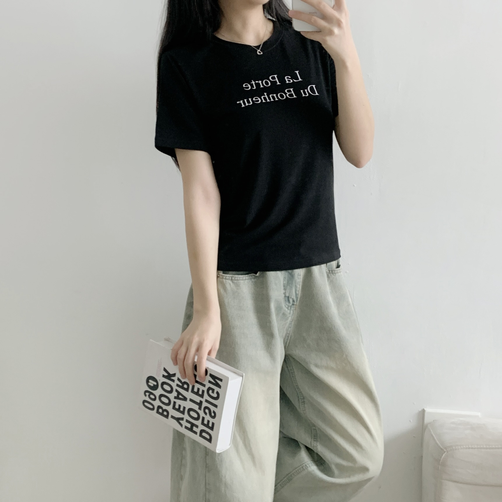 ラウンドネックベーシック半袖レタリングTシャツ | 詳細画像8