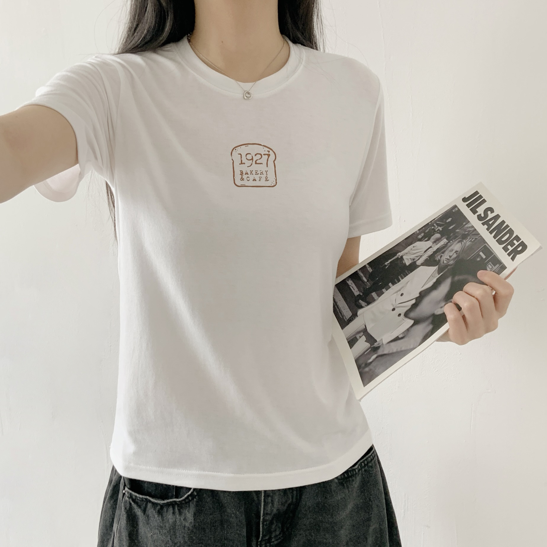 ラウンドネックベーシック半袖プリントTシャツ | 詳細画像3