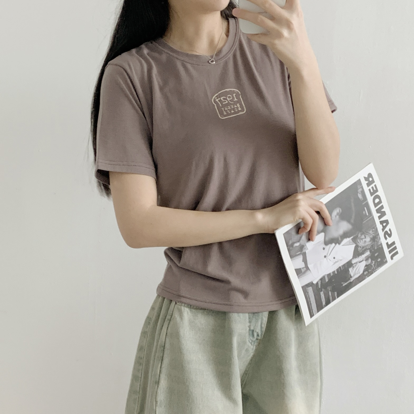 ラウンドネックベーシック半袖プリントTシャツ | 詳細画像7