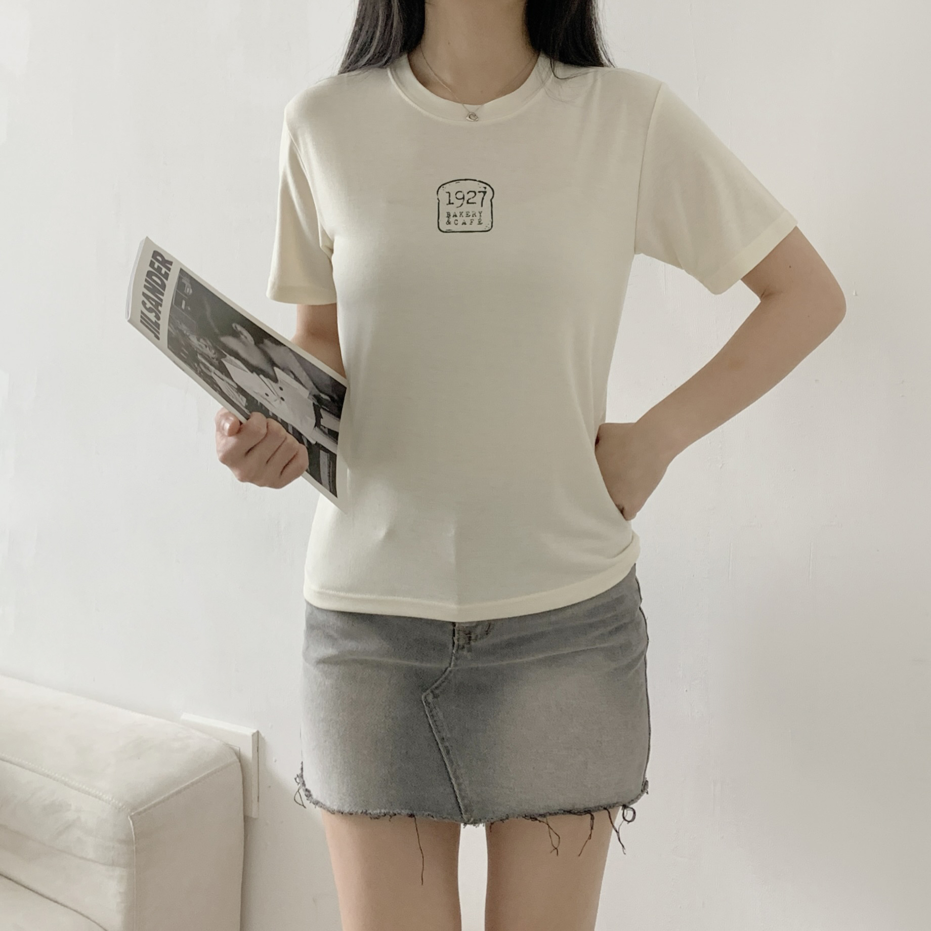 ラウンドネックベーシック半袖プリントTシャツ | 詳細画像6