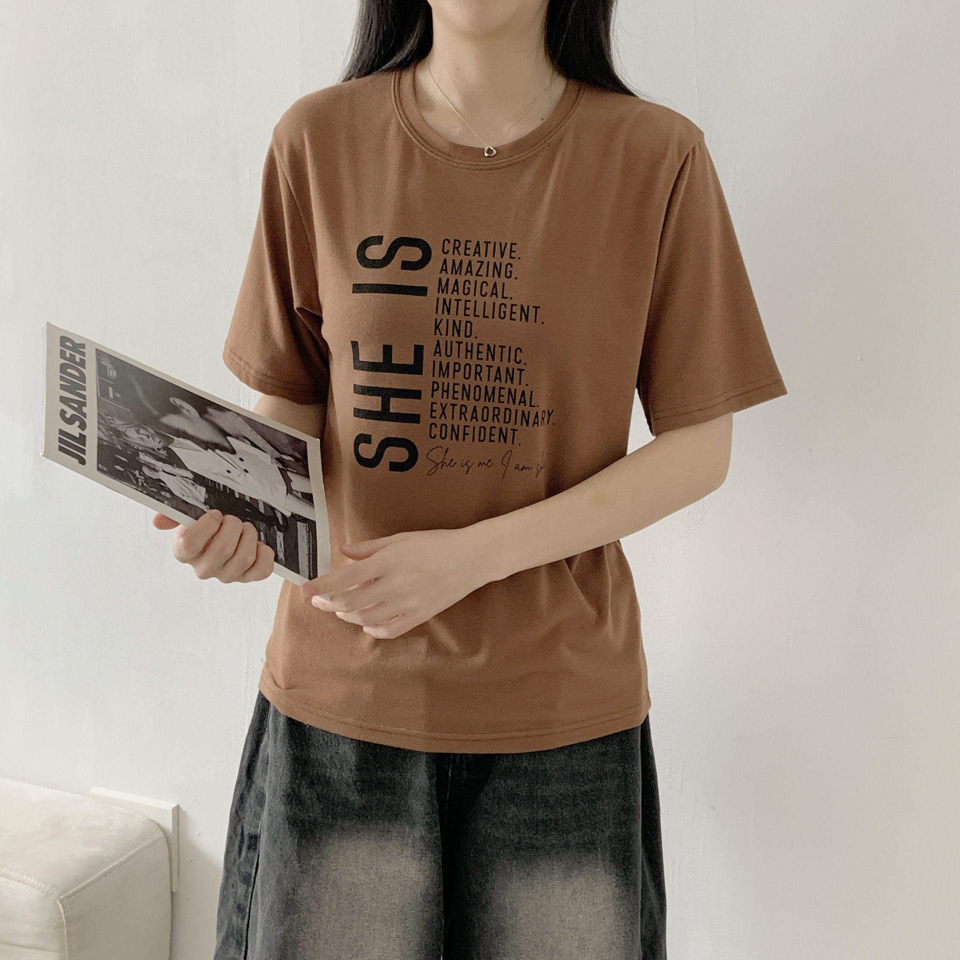 ラウンドネックルーズ半袖レタリングTシャツ | 詳細画像3