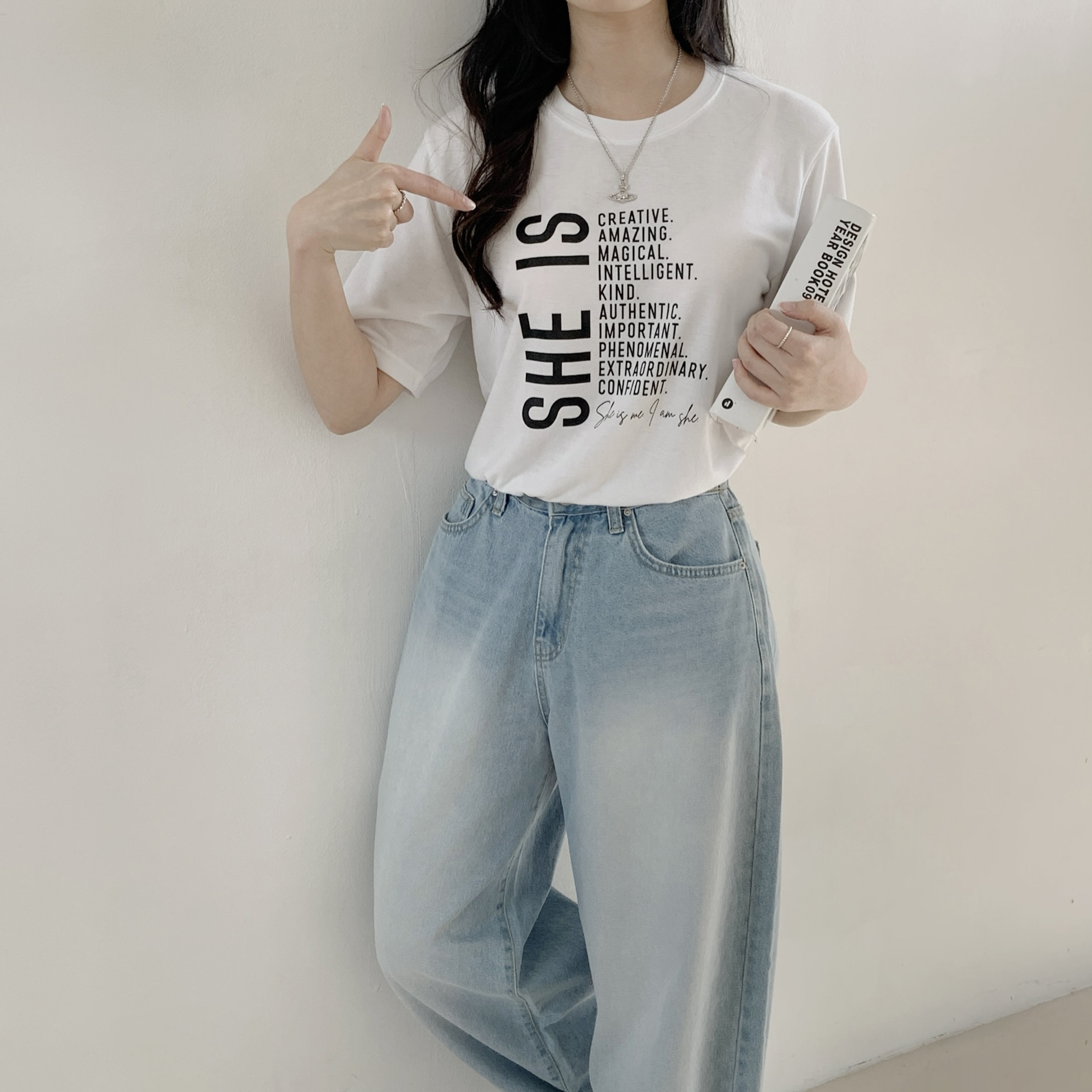 ラウンドネックルーズ半袖レタリングTシャツ | 詳細画像6