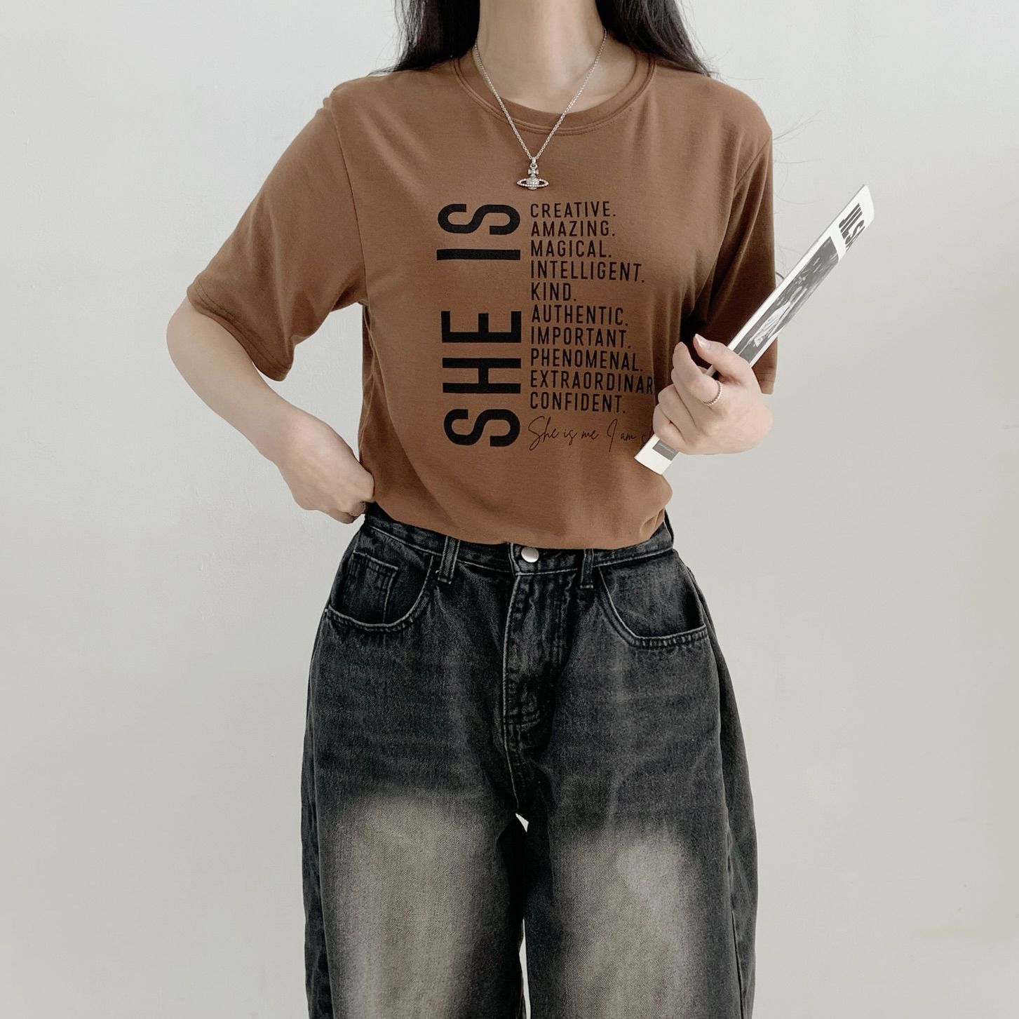 ラウンドネックルーズ半袖レタリングTシャツ | 詳細画像5