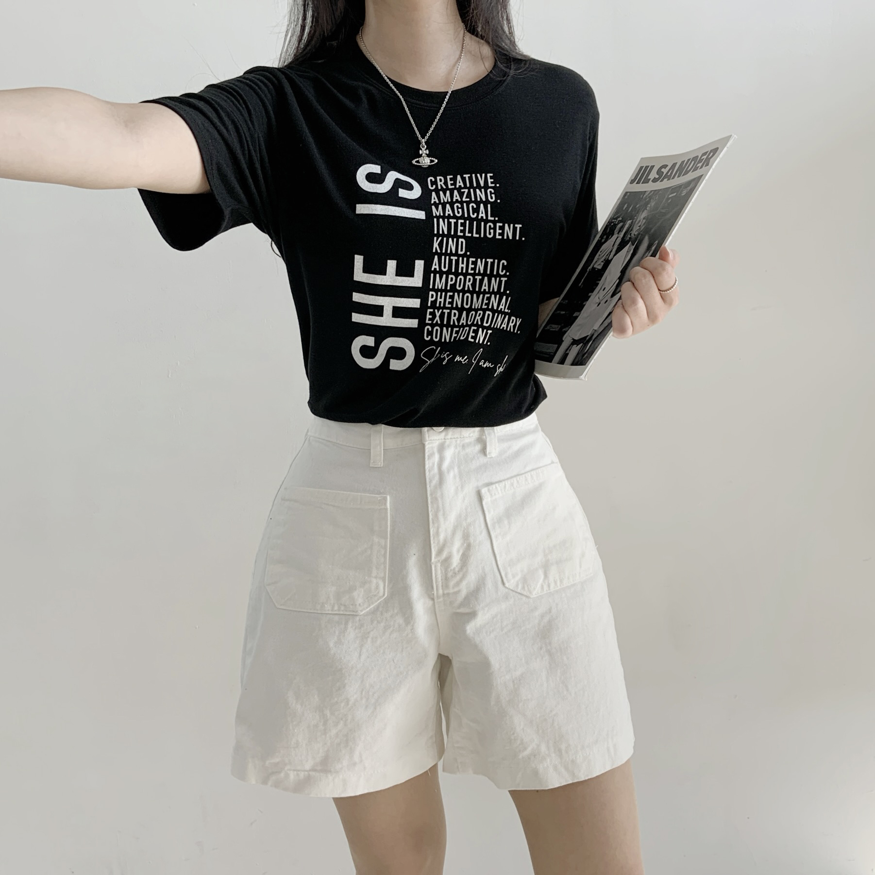 ラウンドネックルーズ半袖レタリングTシャツ | 詳細画像7