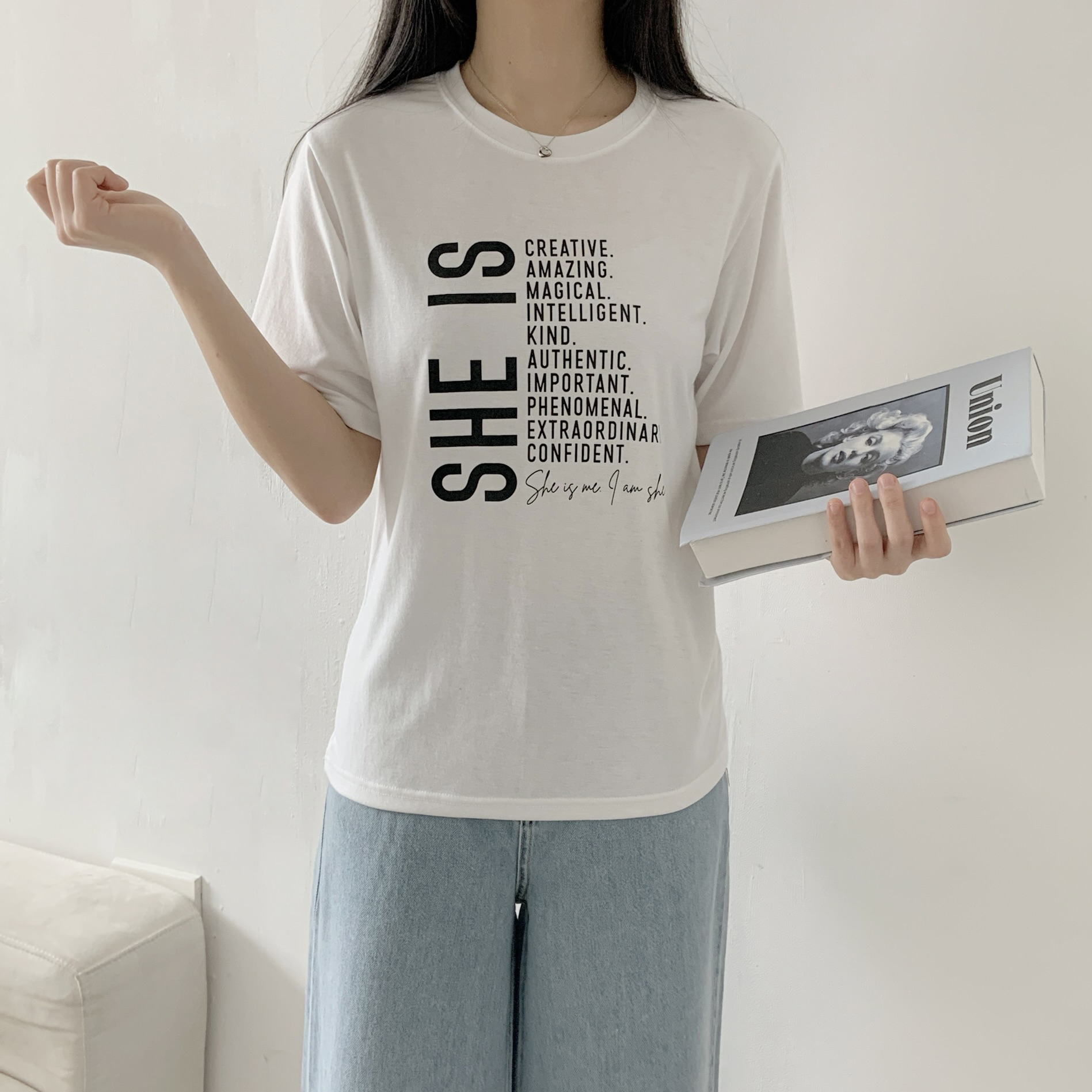 ラウンドネックルーズ半袖レタリングTシャツ | 詳細画像12