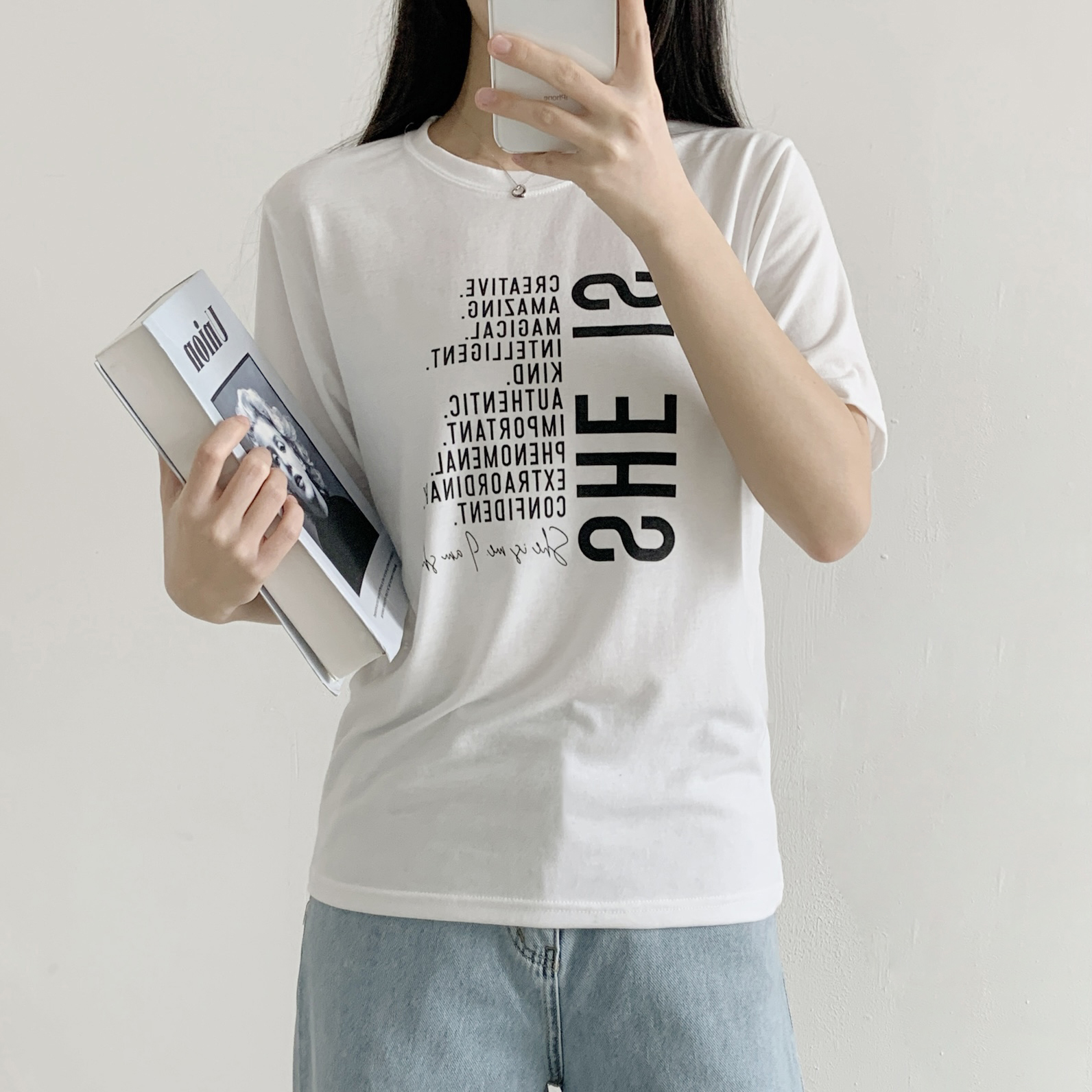 ラウンドネックルーズ半袖レタリングTシャツ | 詳細画像13