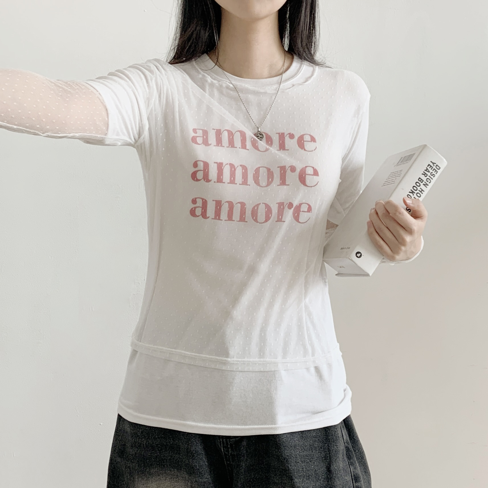 ラウンドネックルーズ半袖レタリングTシャツ | 詳細画像6