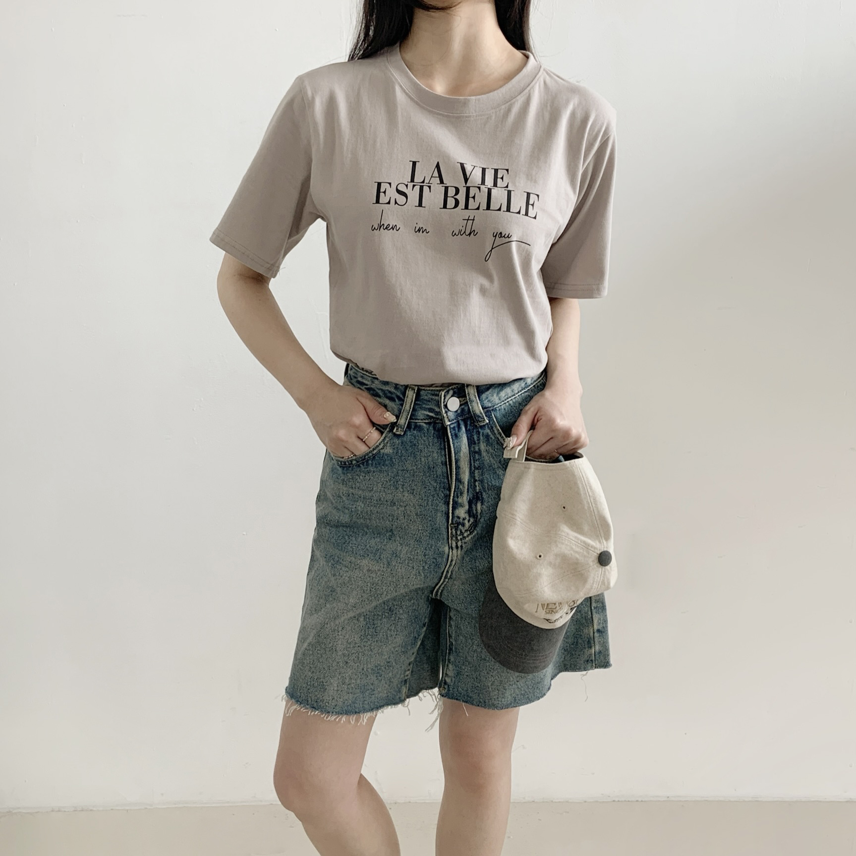 コットンラウンドネックルーズ半袖レタリングTシャツ | 詳細画像7