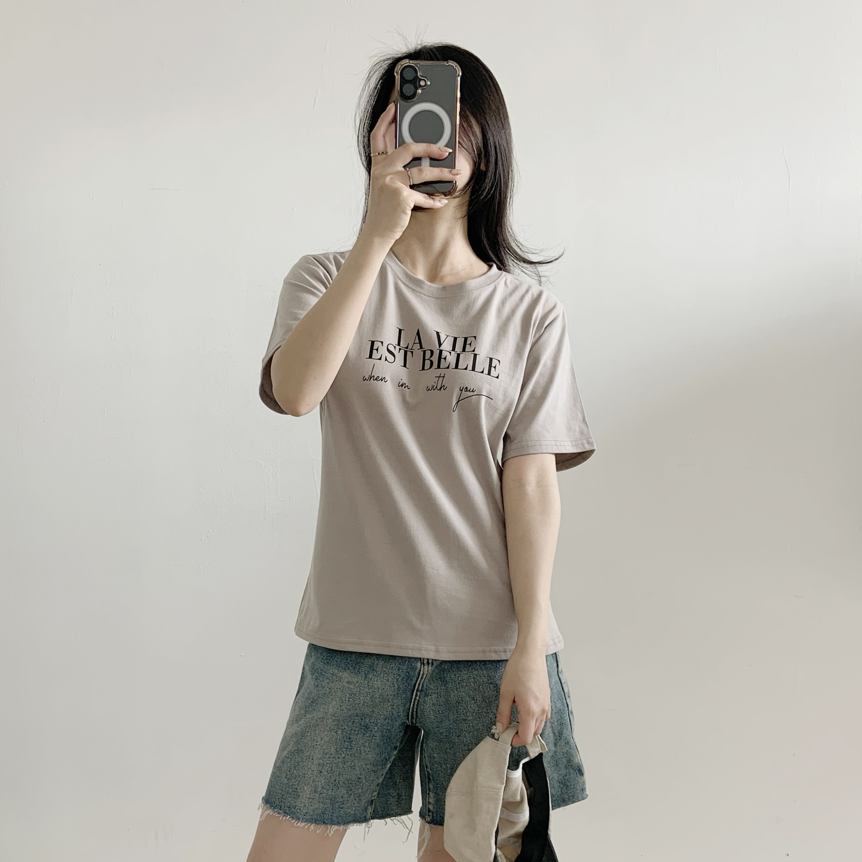 コットンラウンドネックルーズ半袖レタリングTシャツ | 詳細画像8