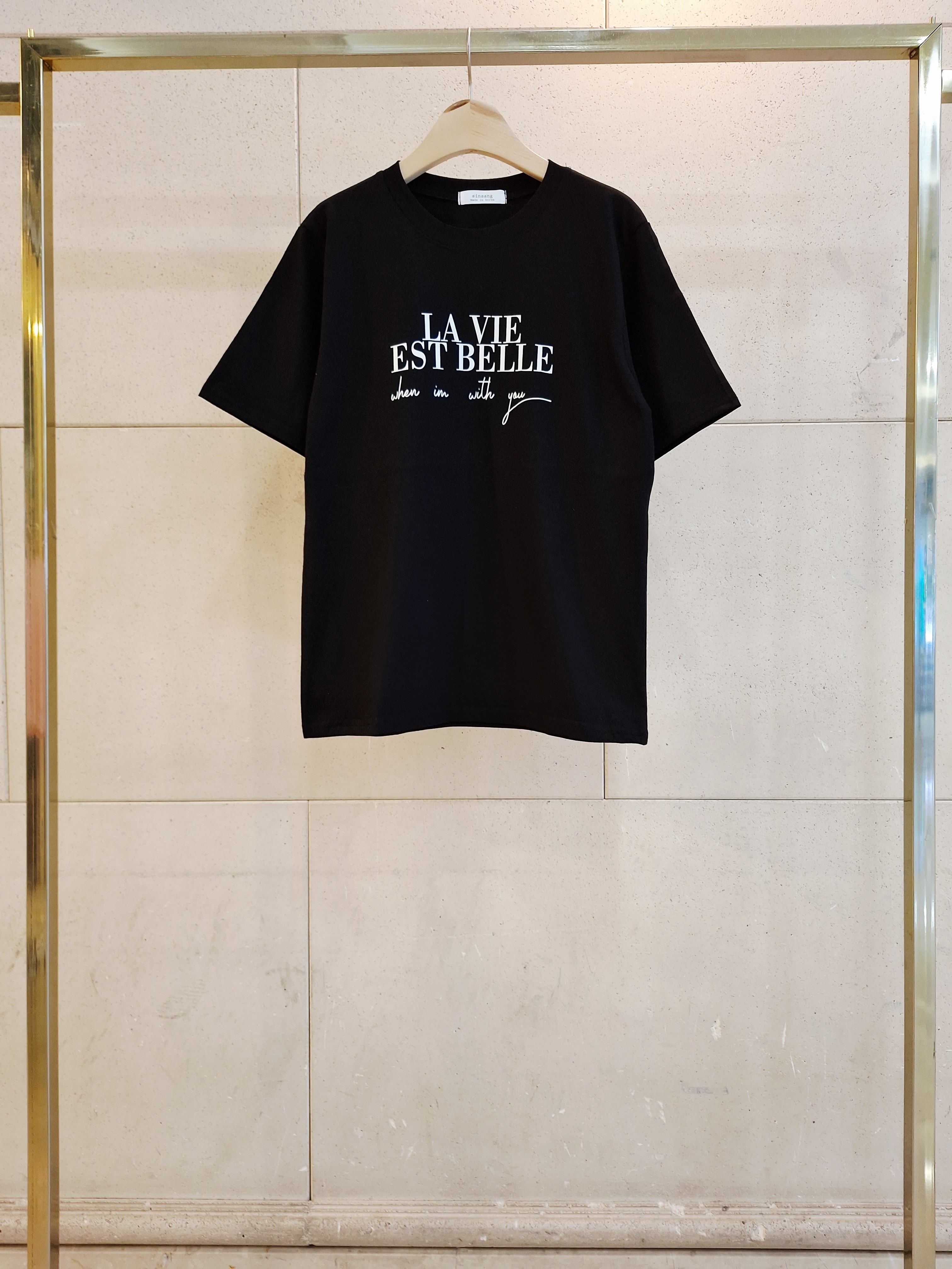 コットンラウンドネックルーズ半袖レタリングTシャツ | 詳細画像12