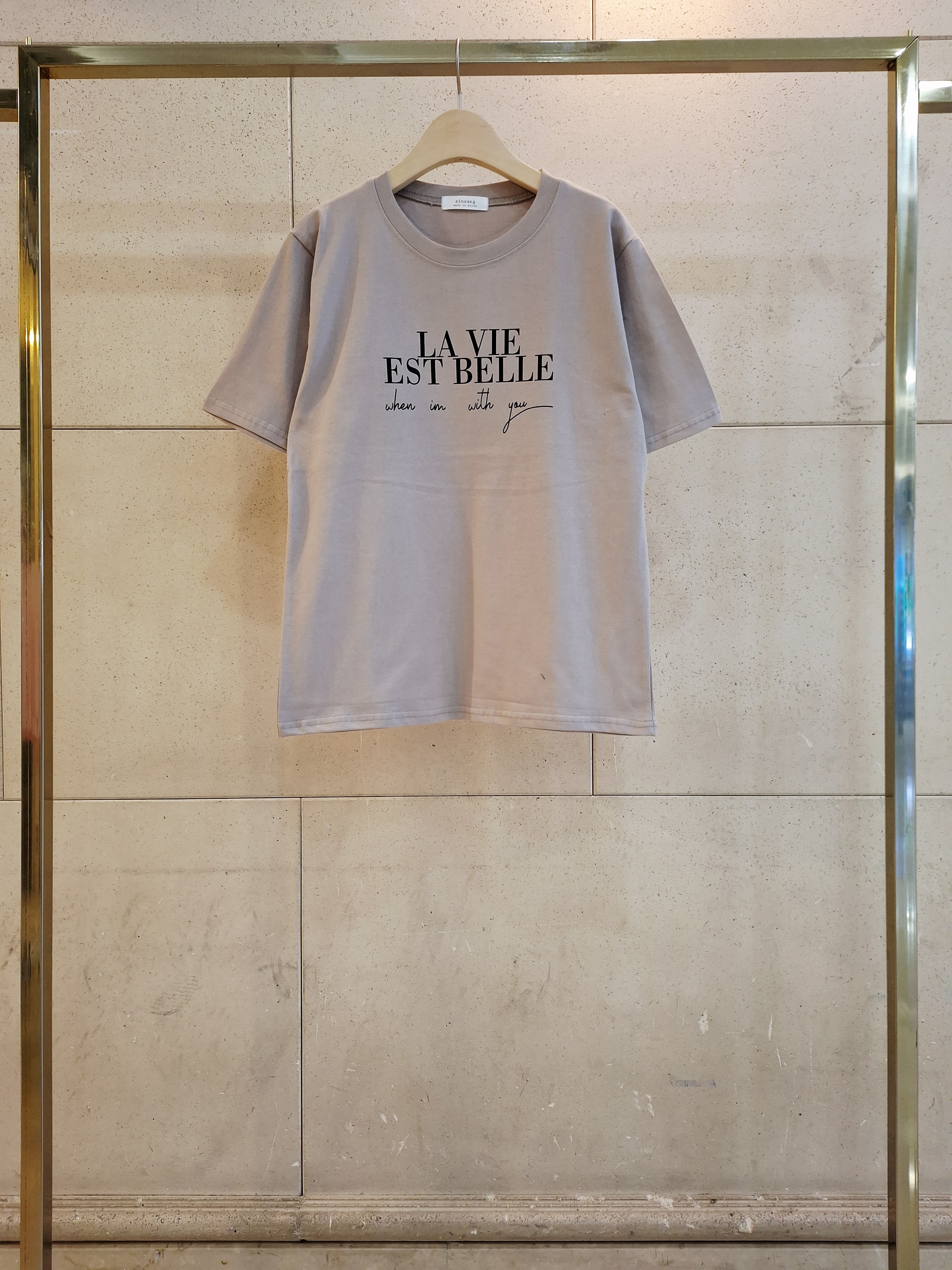 コットンラウンドネックルーズ半袖レタリングTシャツ | 詳細画像13