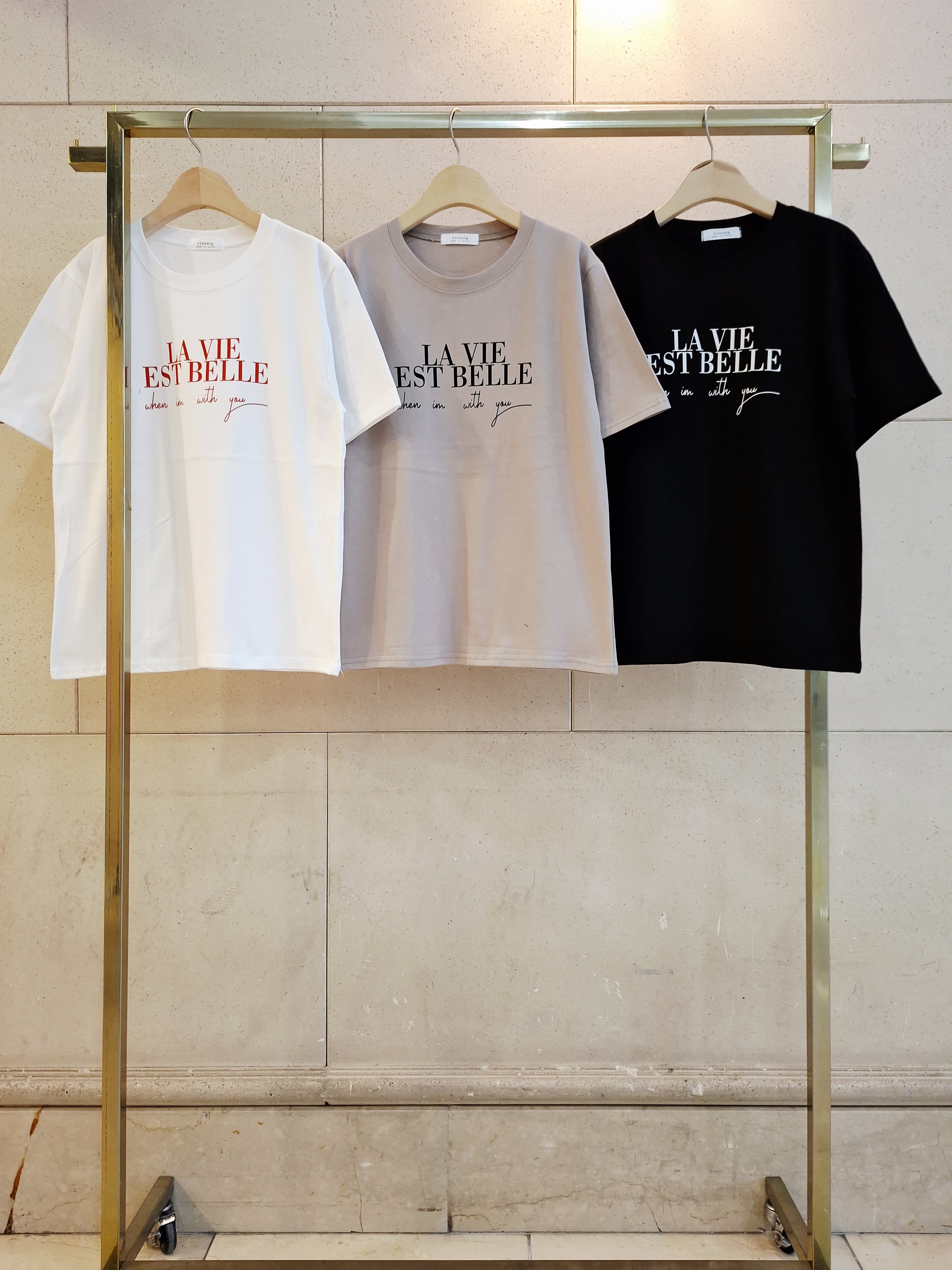 コットンラウンドネックルーズ半袖レタリングTシャツ | 詳細画像11