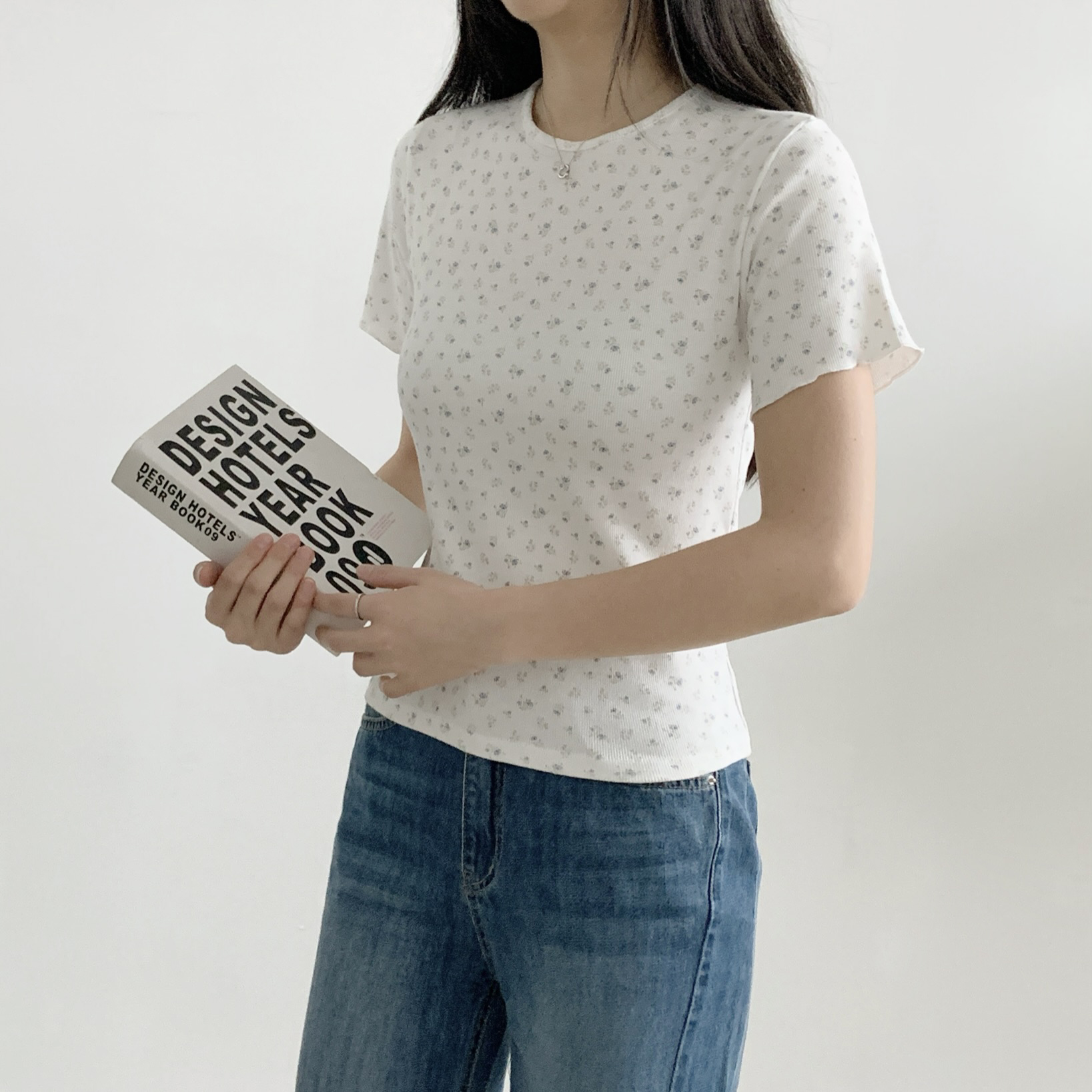 ラウンドネック半袖小花柄Tシャツ | 詳細画像7